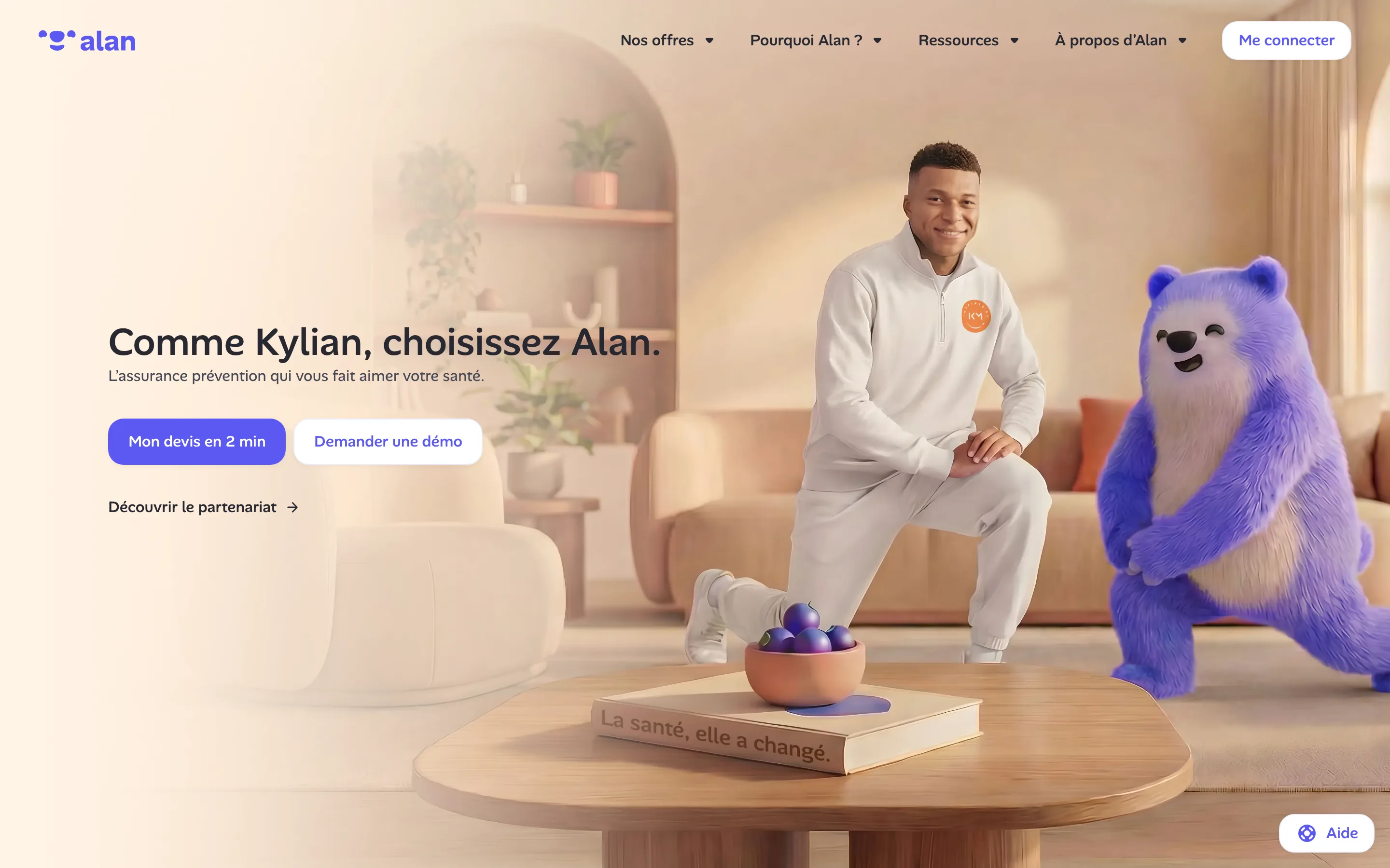 Landing page Alan : Comme Kylian choisissez Alan, mon devis en 2 min