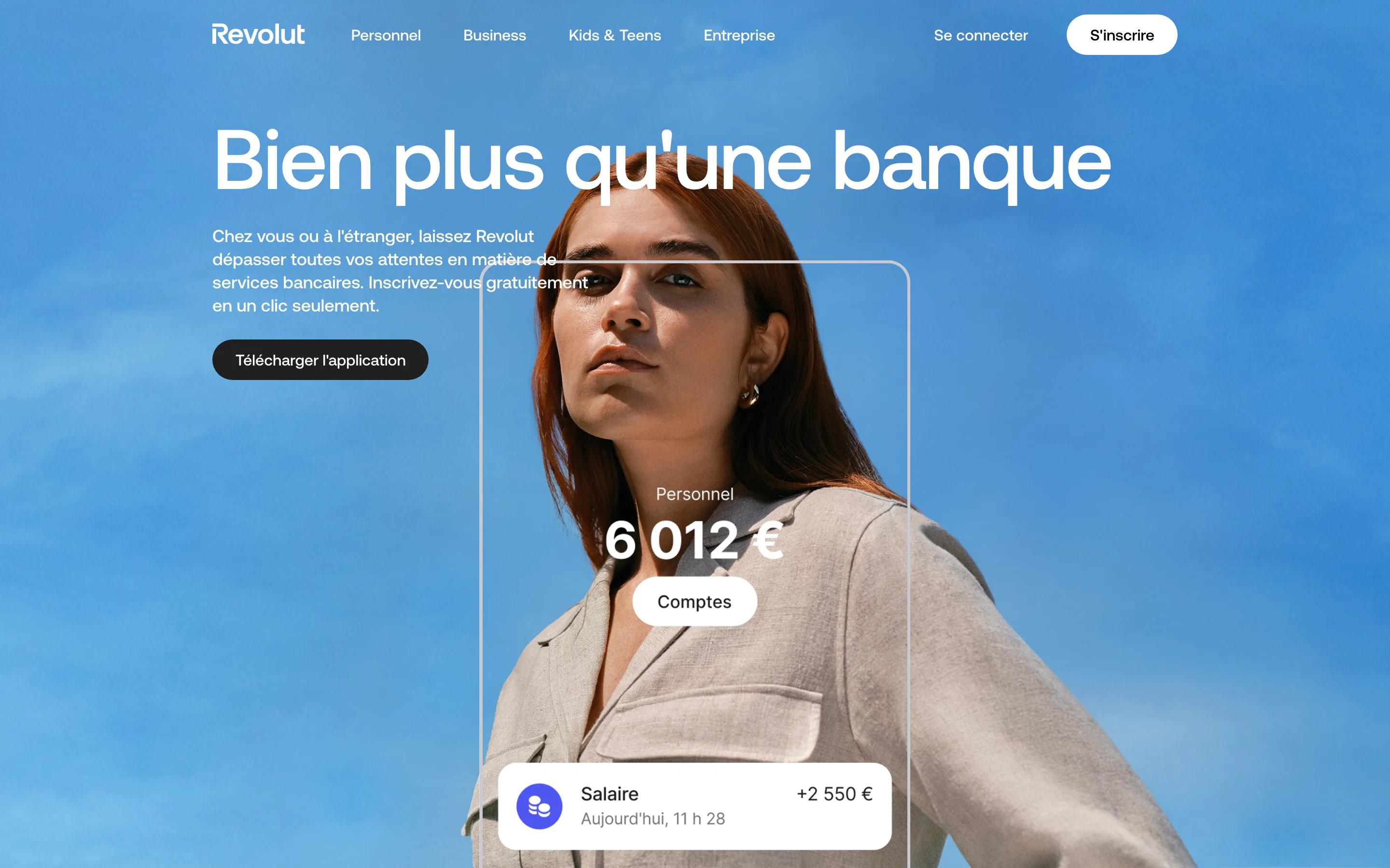 Landing page Revolut : Bien plus qu'une banque, télécharger l'application
