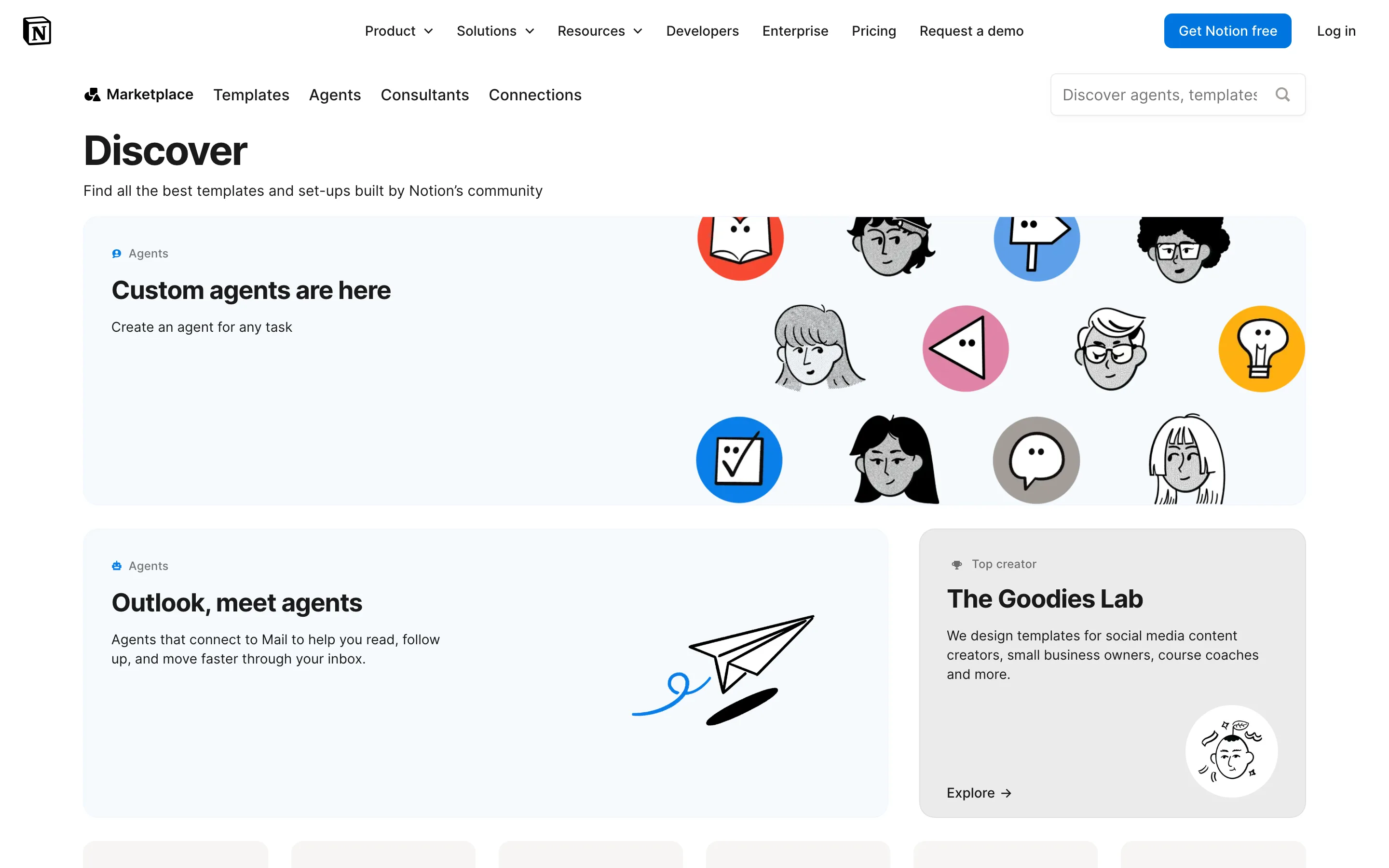 Galerie officielle de templates Notion, accessible gratuitement.