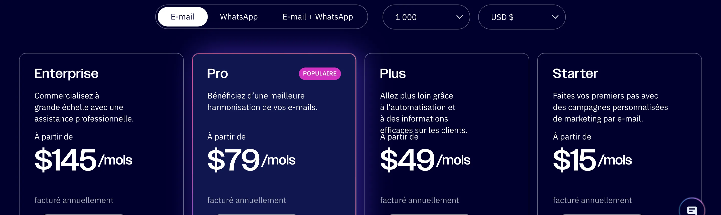Page tarifs ActiveCampaign relevée le 6 juillet 2026, prix affichés en dollars