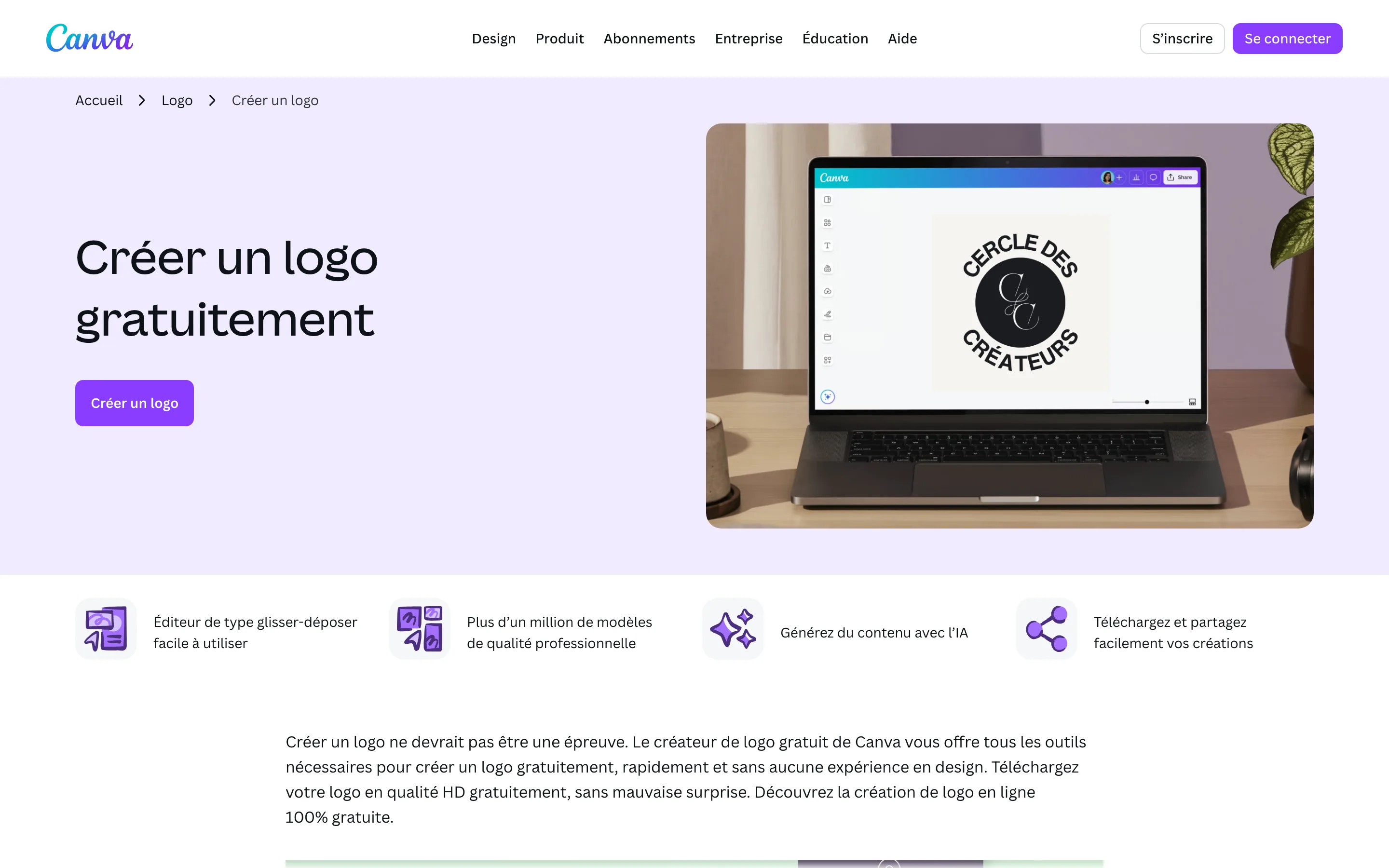 Canva, outil de création de logos et de visuels de marque, page d'accueil vérifiée le 06/07/2026.