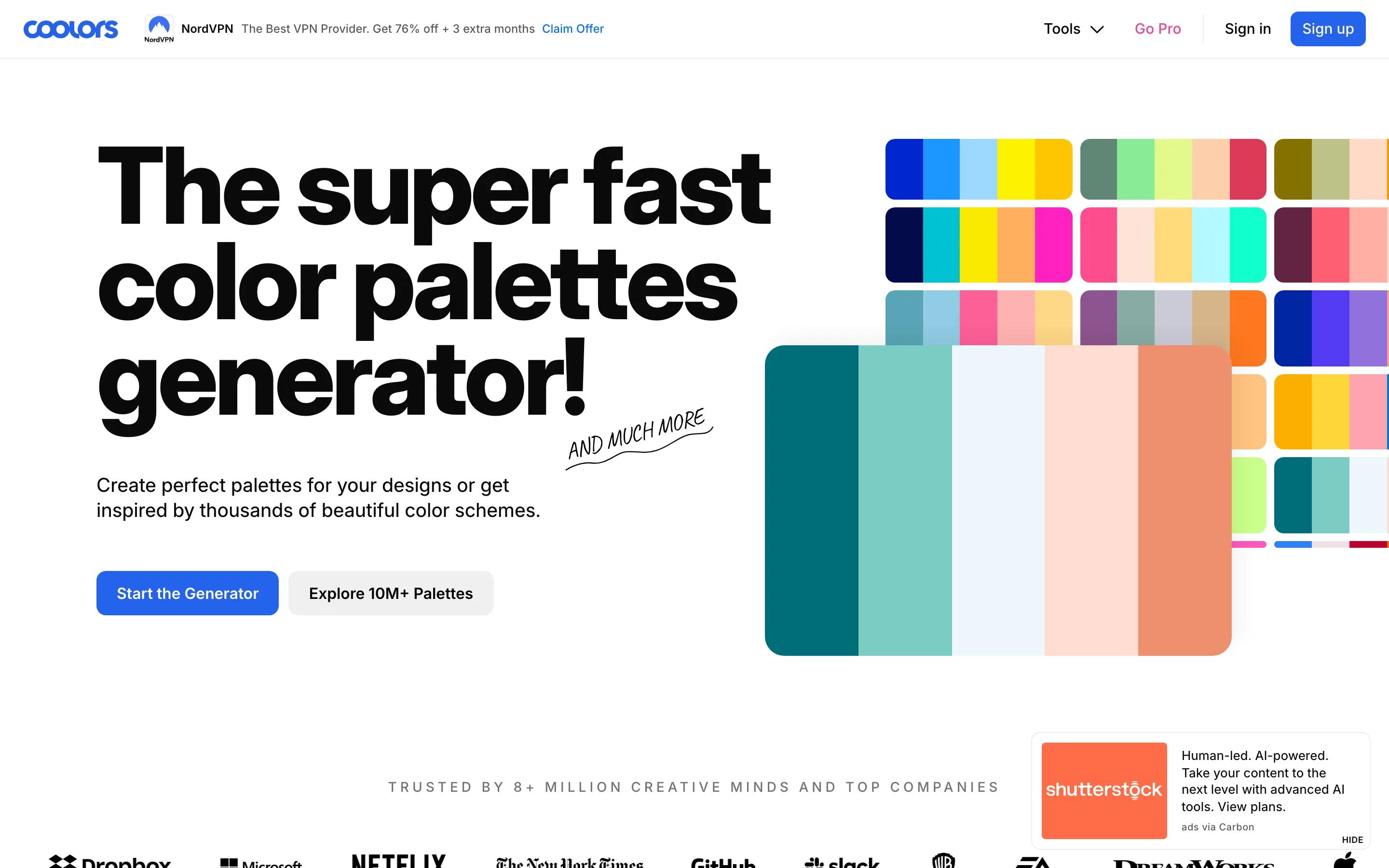 Generateur de palettes de couleurs Coolors