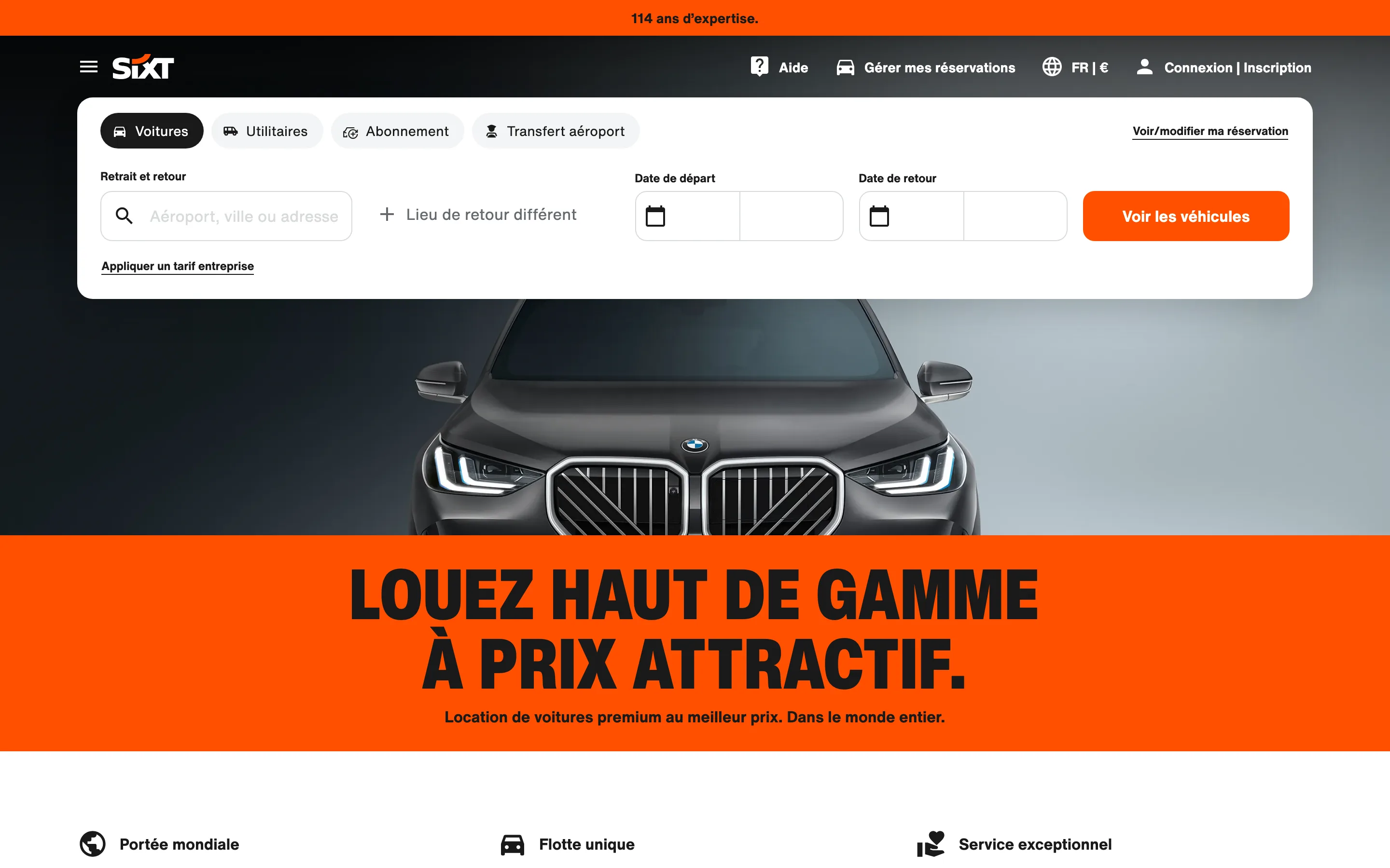 Site de Sixt, dont l'identite repose sur l'orange