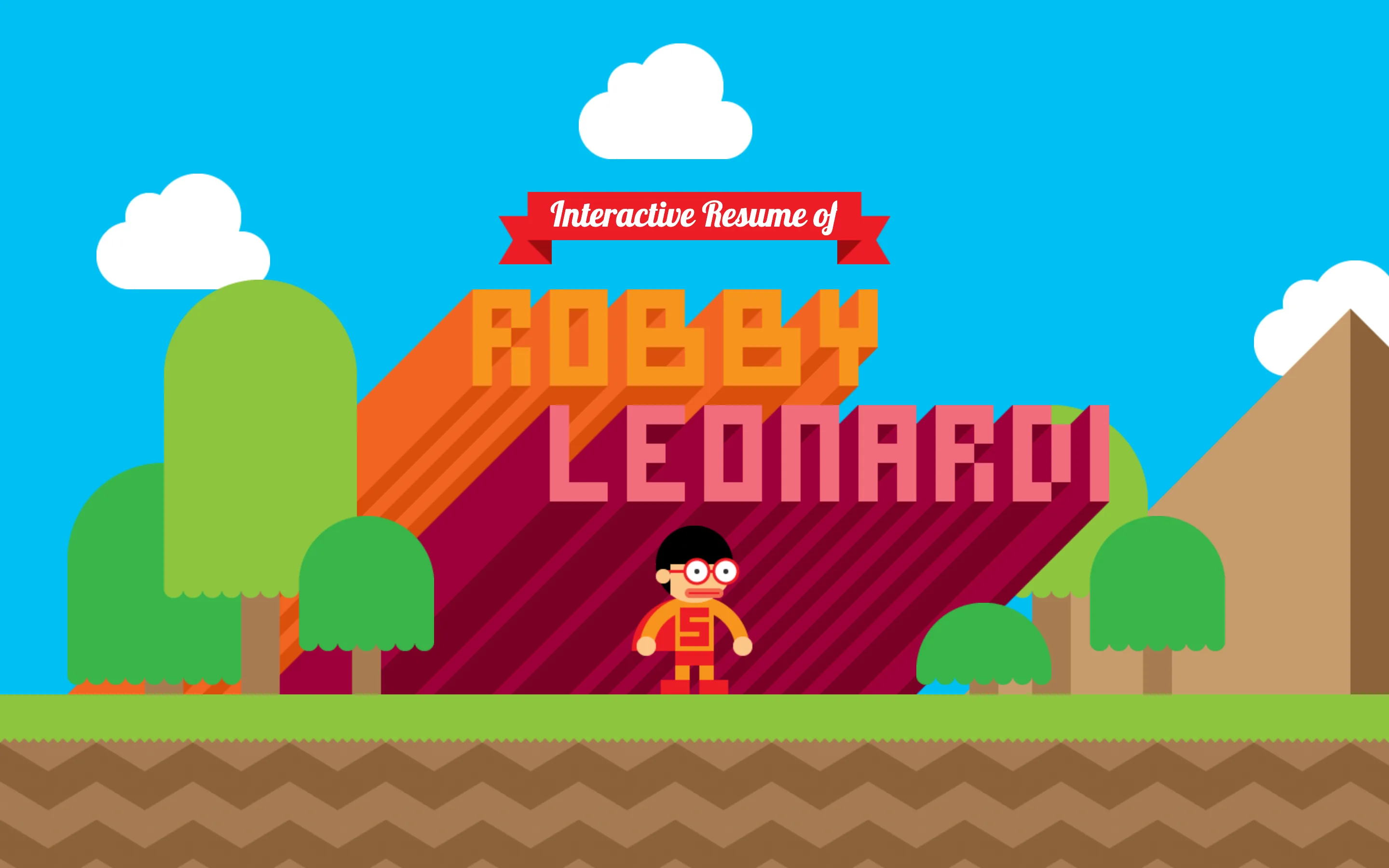 CV interactif de Robby Leonardi en jeu video facon plateforme