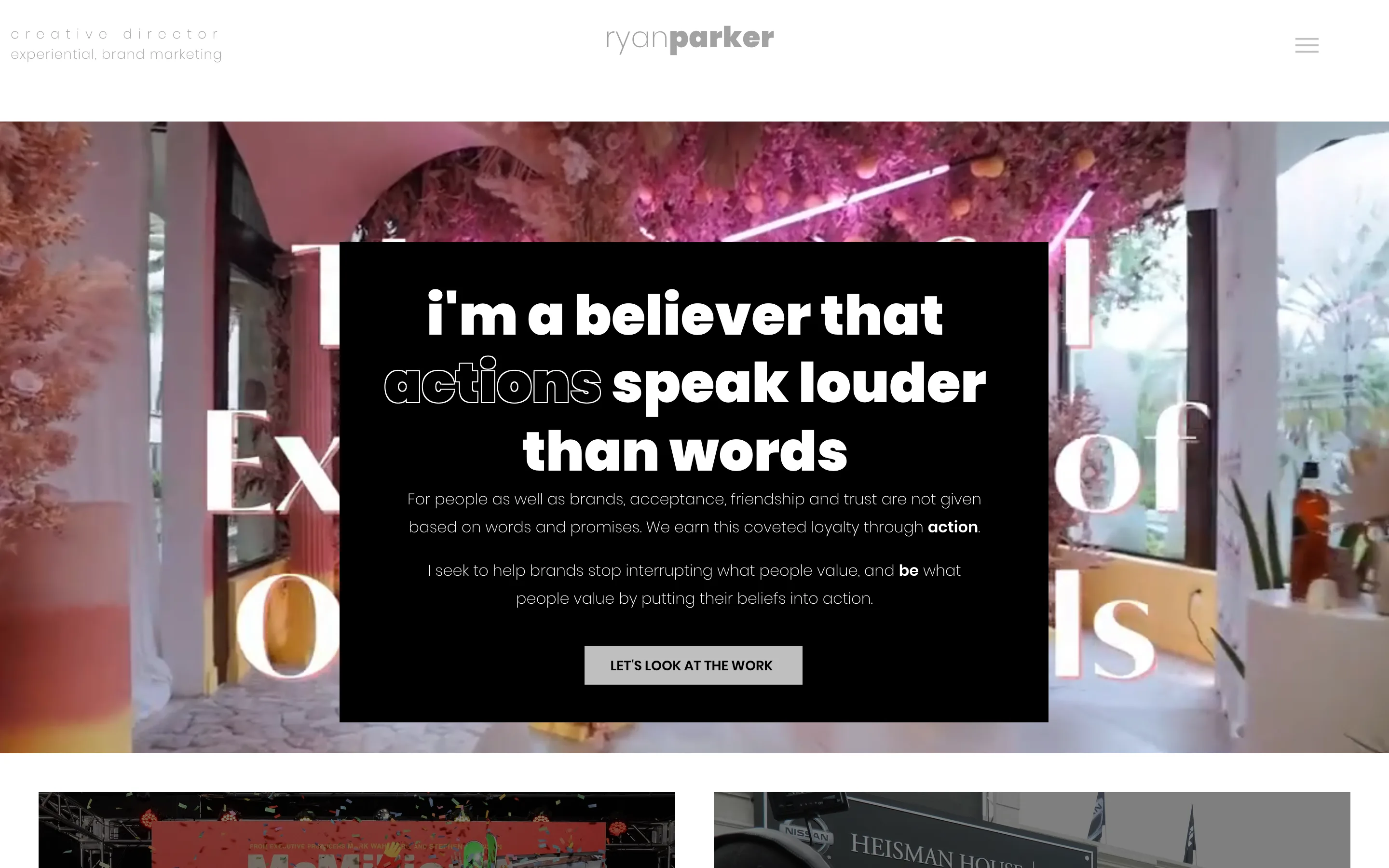 Site de CV de Ryan Parker, directeur creatif en brand marketing