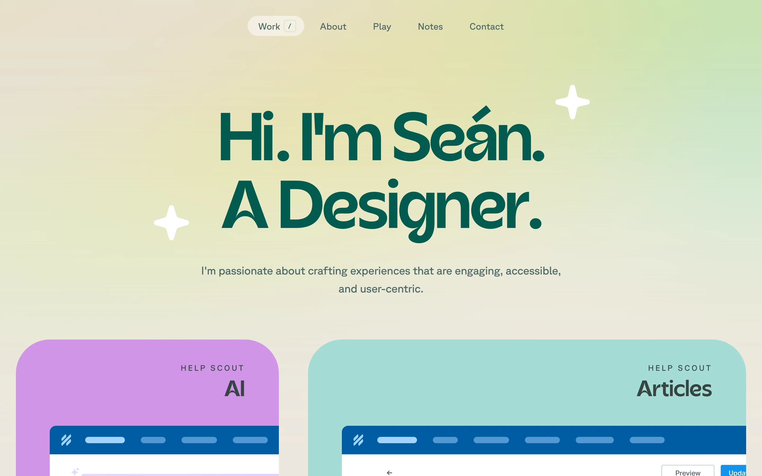 Site de CV de Sean Halpin, designer