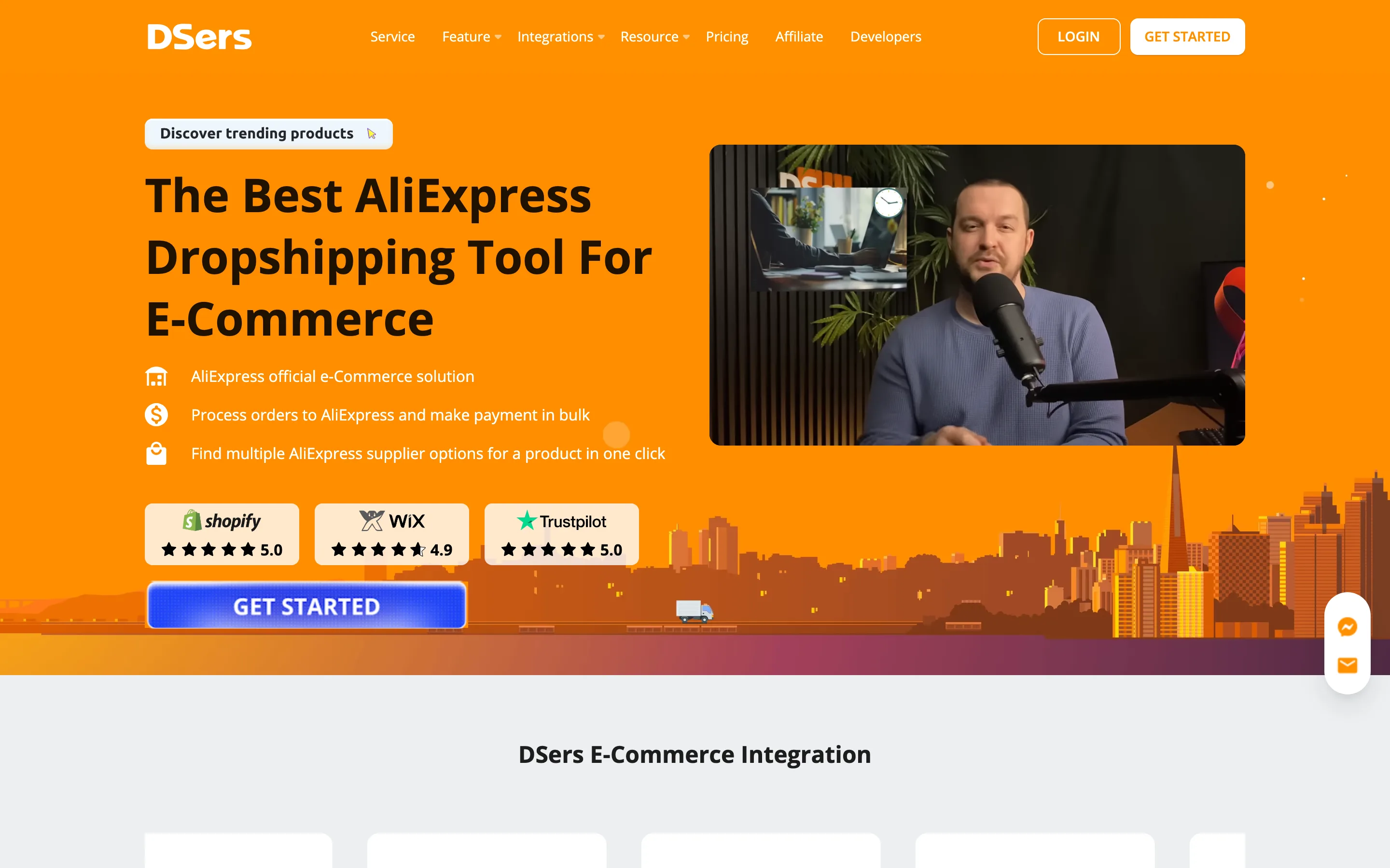 Page d'accueil de DSers, outil officiel de dropshipping AliExpress, capture de juillet 2026