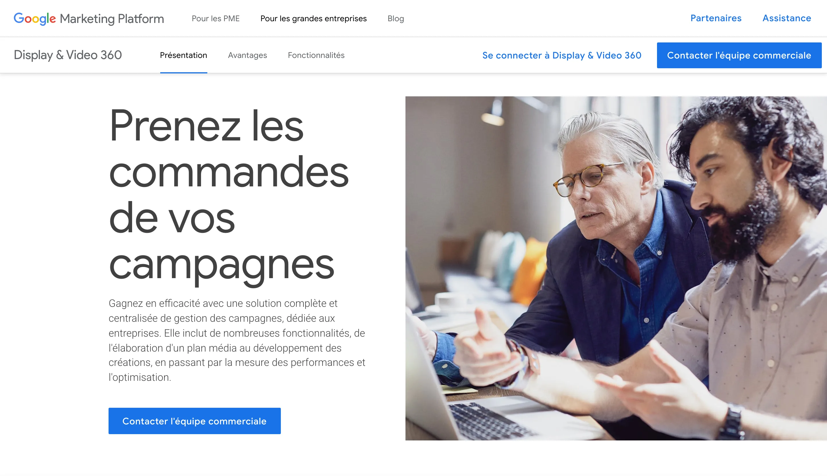 Page de présentation de Google Display and Video 360, consultée en juillet 2026