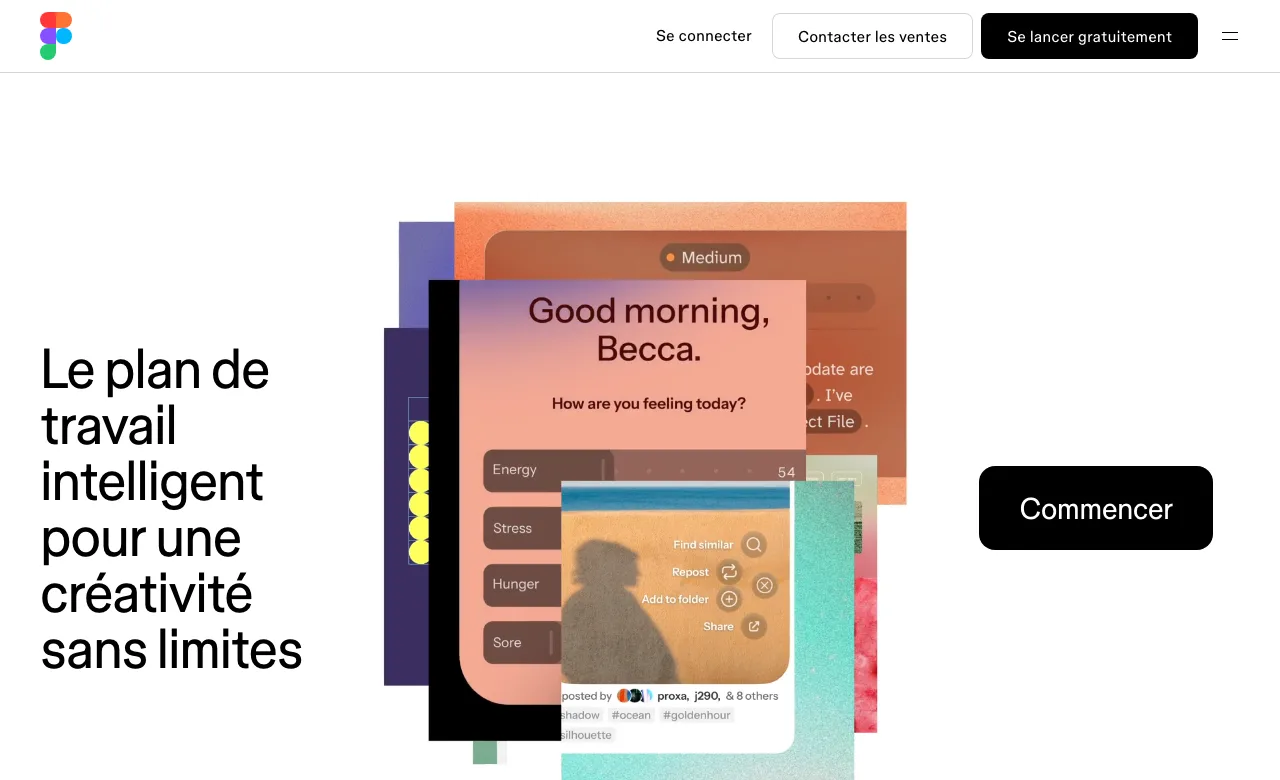 Page d’accueil de Figma, plateforme de design d’interface, capture du 6 juillet 2026.