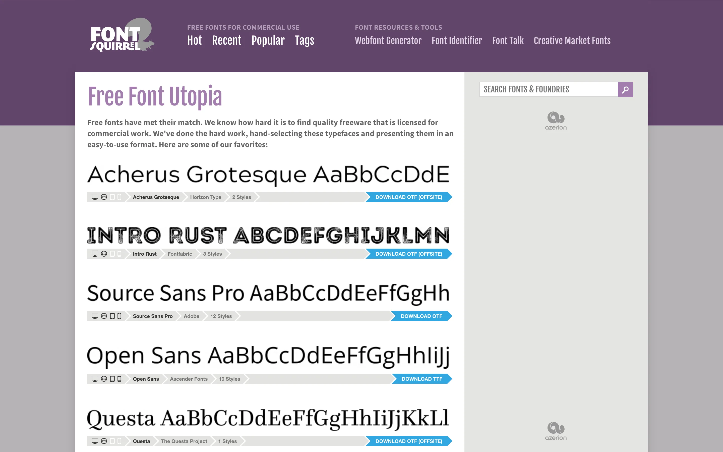 Font Squirrel, selection de polices gratuites pour un usage commercial