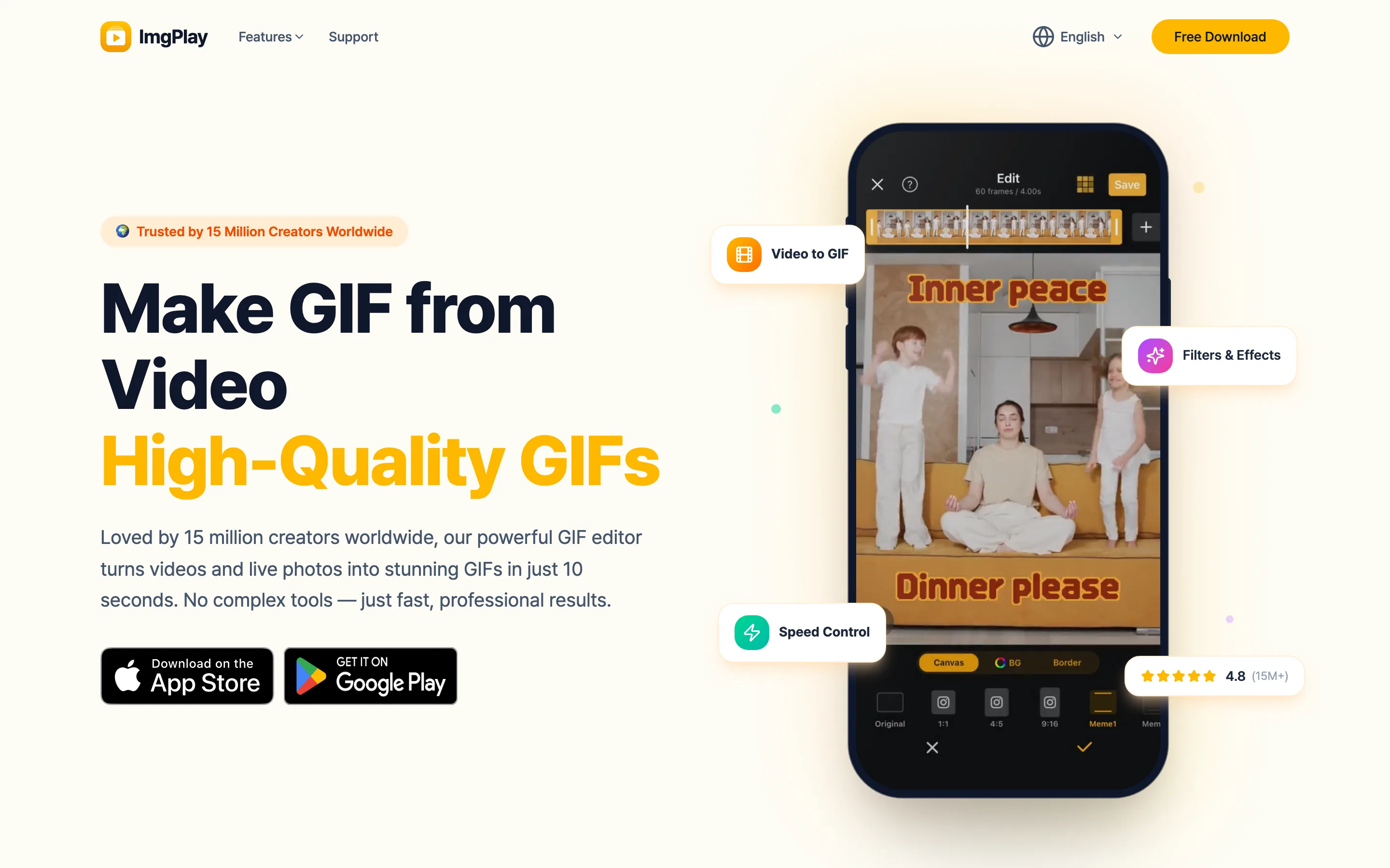 Application mobile ImgPlay pour créer des GIF depuis une vidéo
