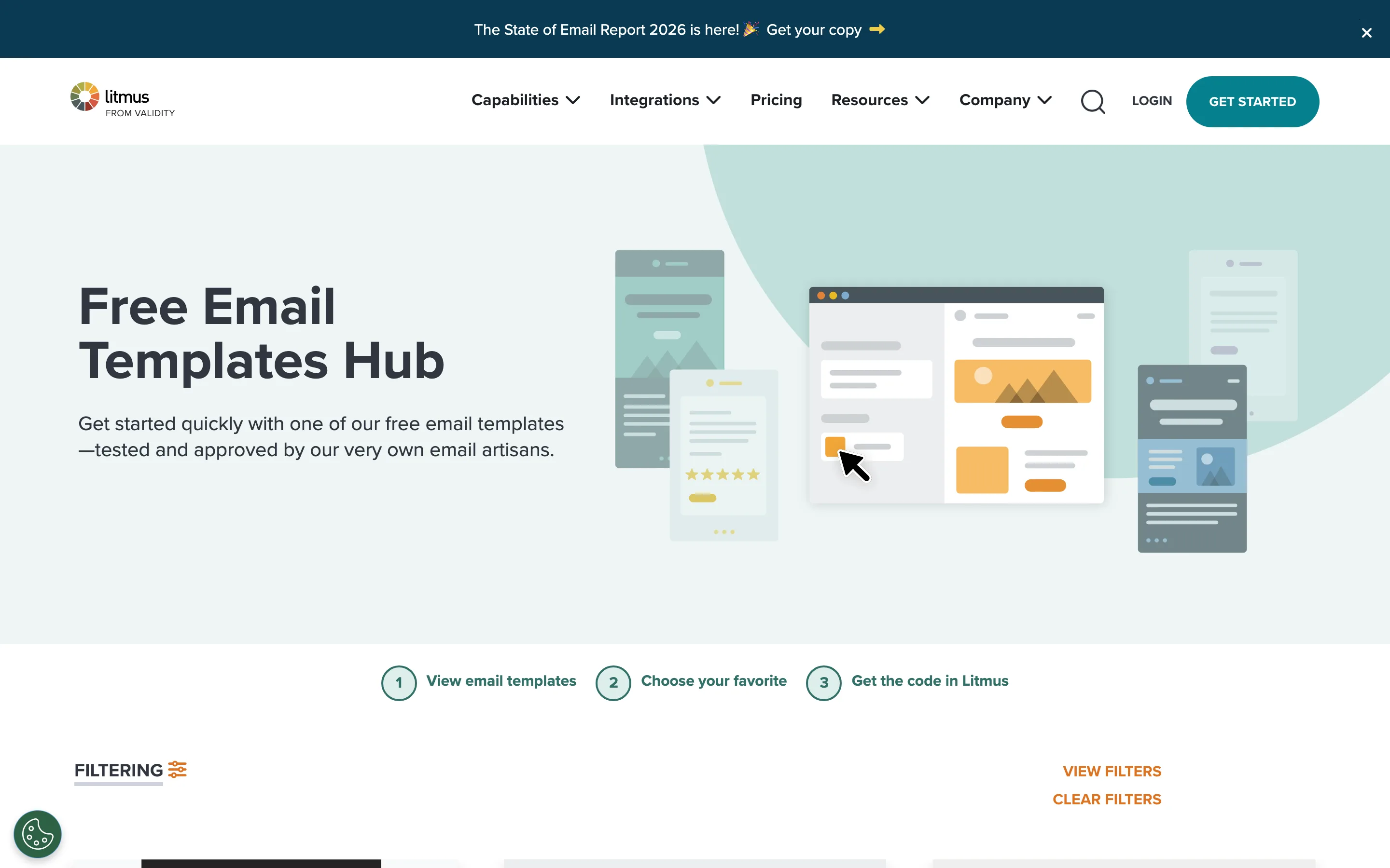 Hub de templates d'emails gratuits de Litmus, testes et valides sur de nombreux clients de messagerie