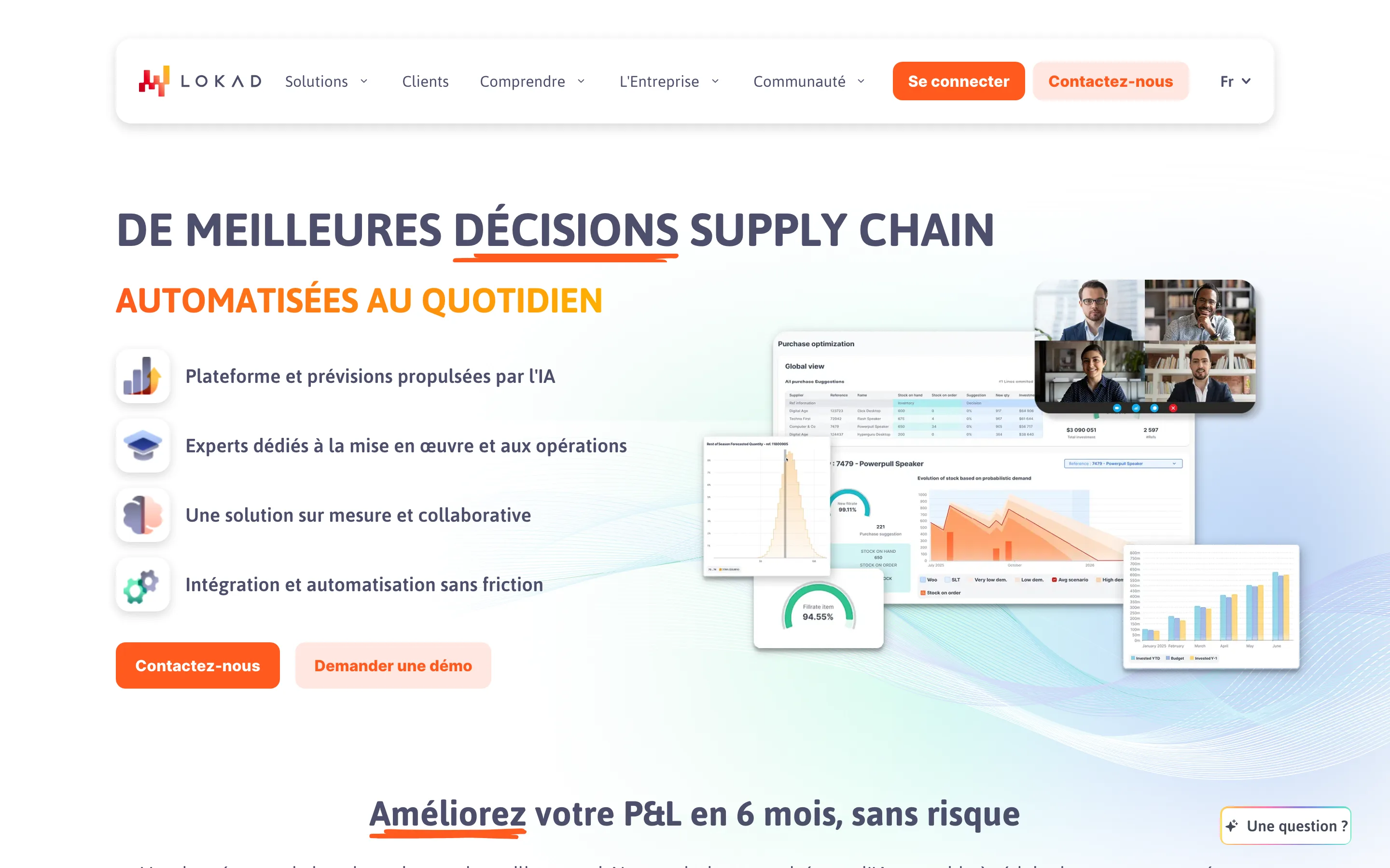 Page d'accueil de Lokad, plateforme de prévision et d'optimisation supply chain par l'IA, capturée le 07/07/2026.
