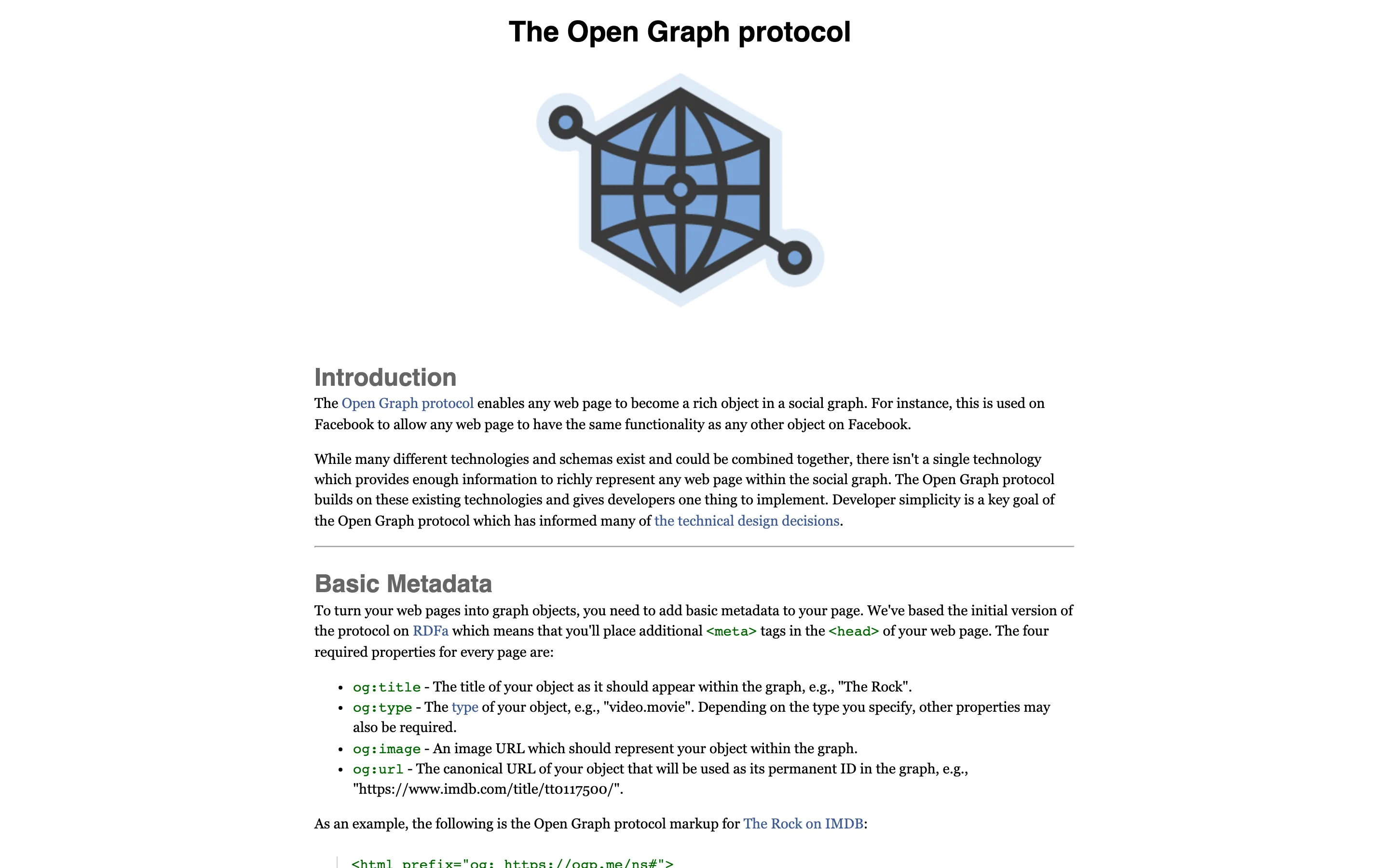 Documentation officielle du protocole Open Graph sur ogp.me