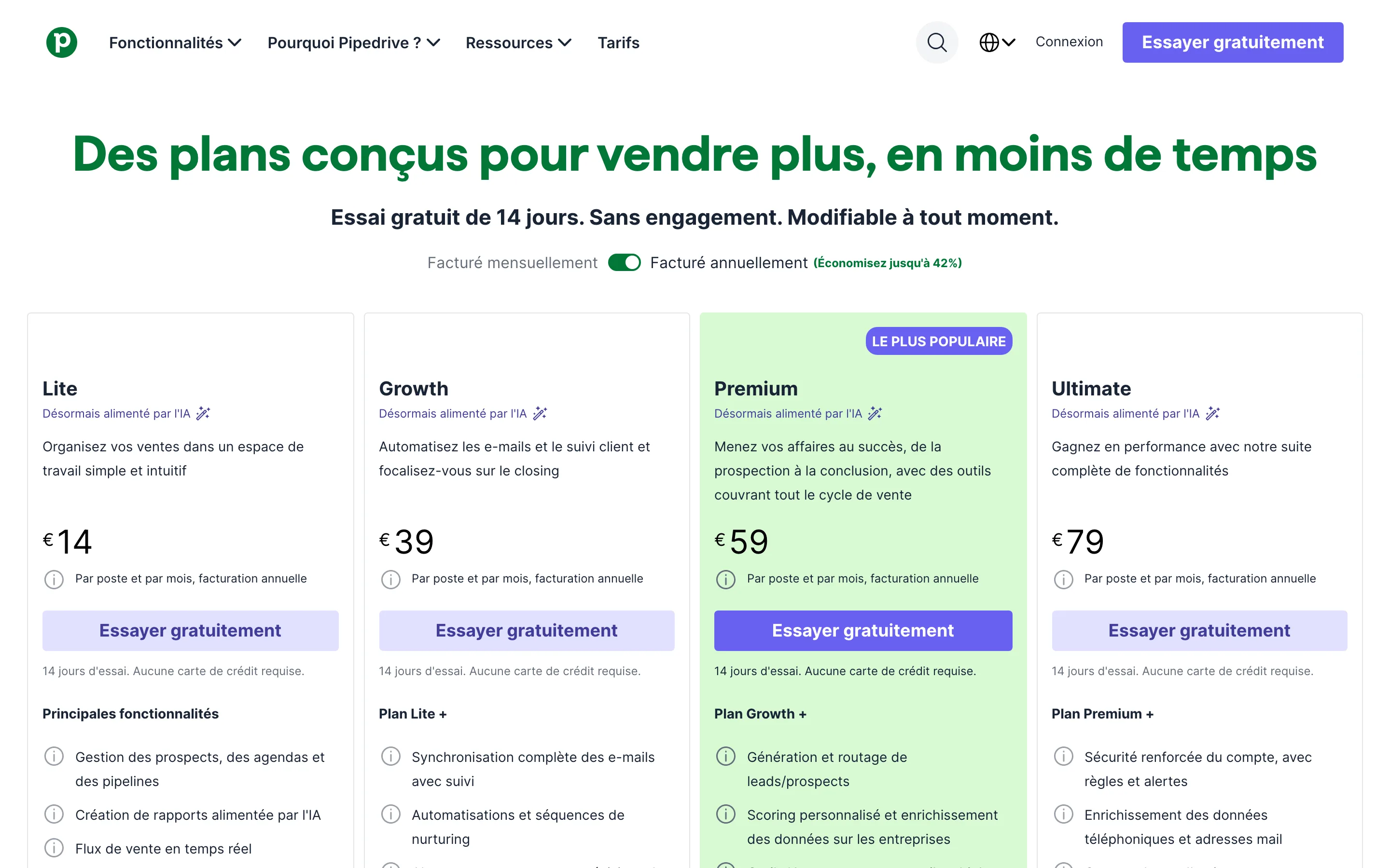 Page tarifs Pipedrive relevée en juillet 2026