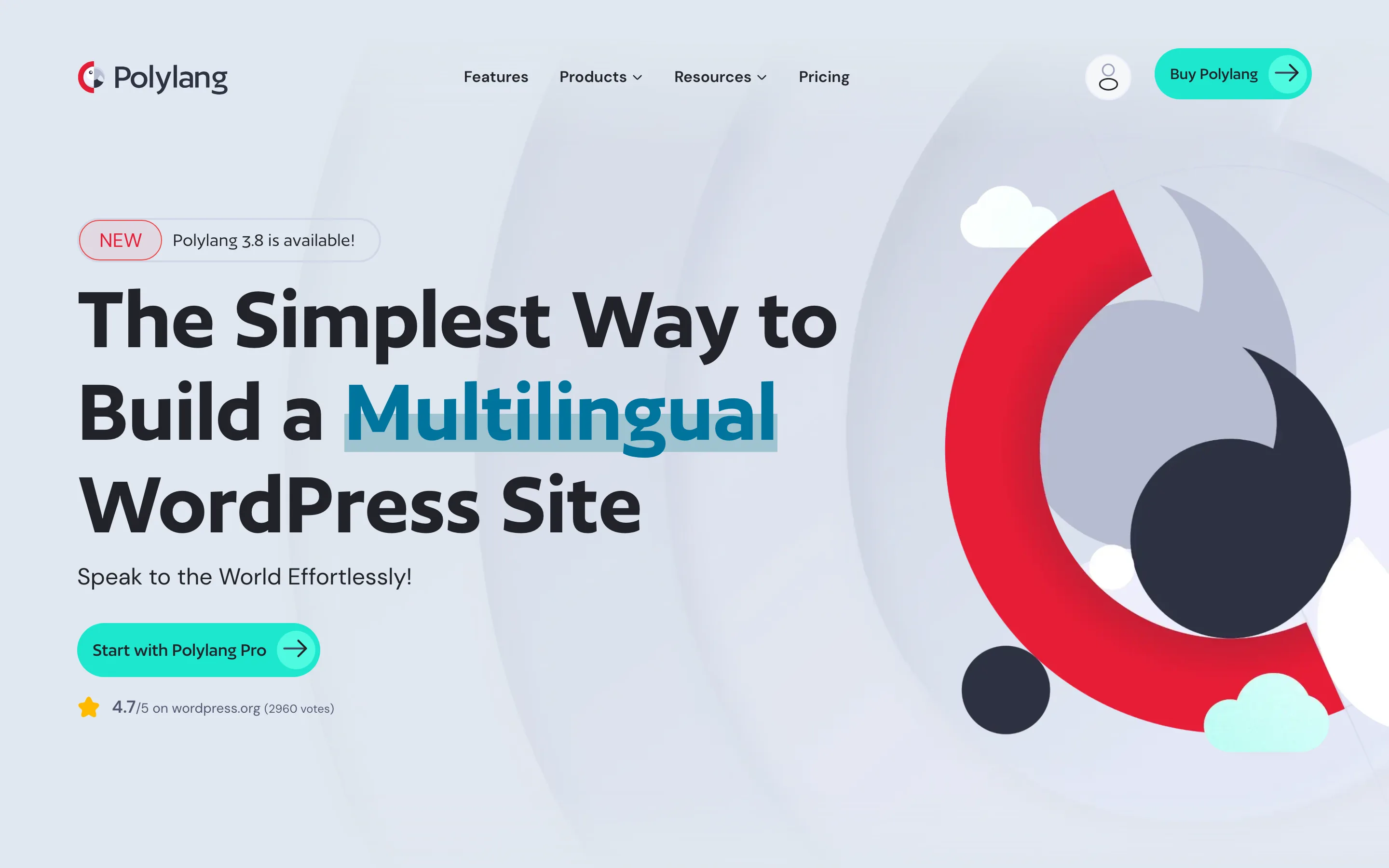 Page d'accueil de l'extension Polylang, présentant la création de sites WordPress multilingues