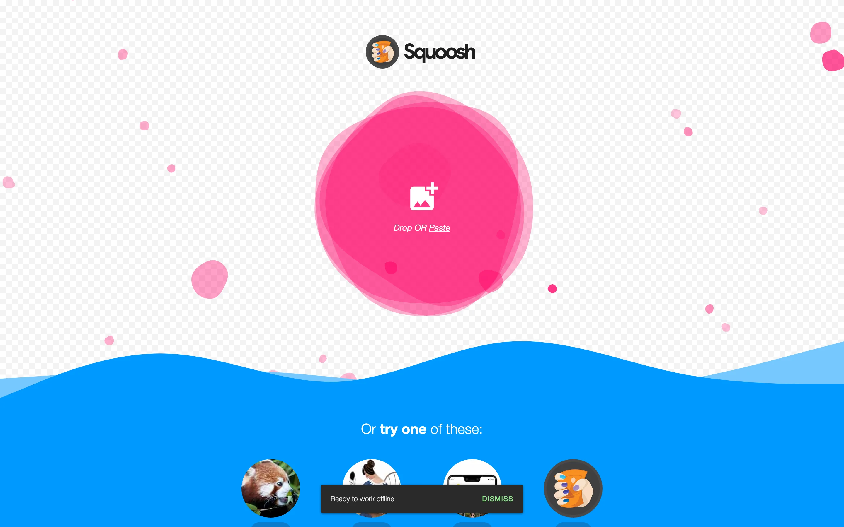 Interface de l'outil de compression d'images Squoosh