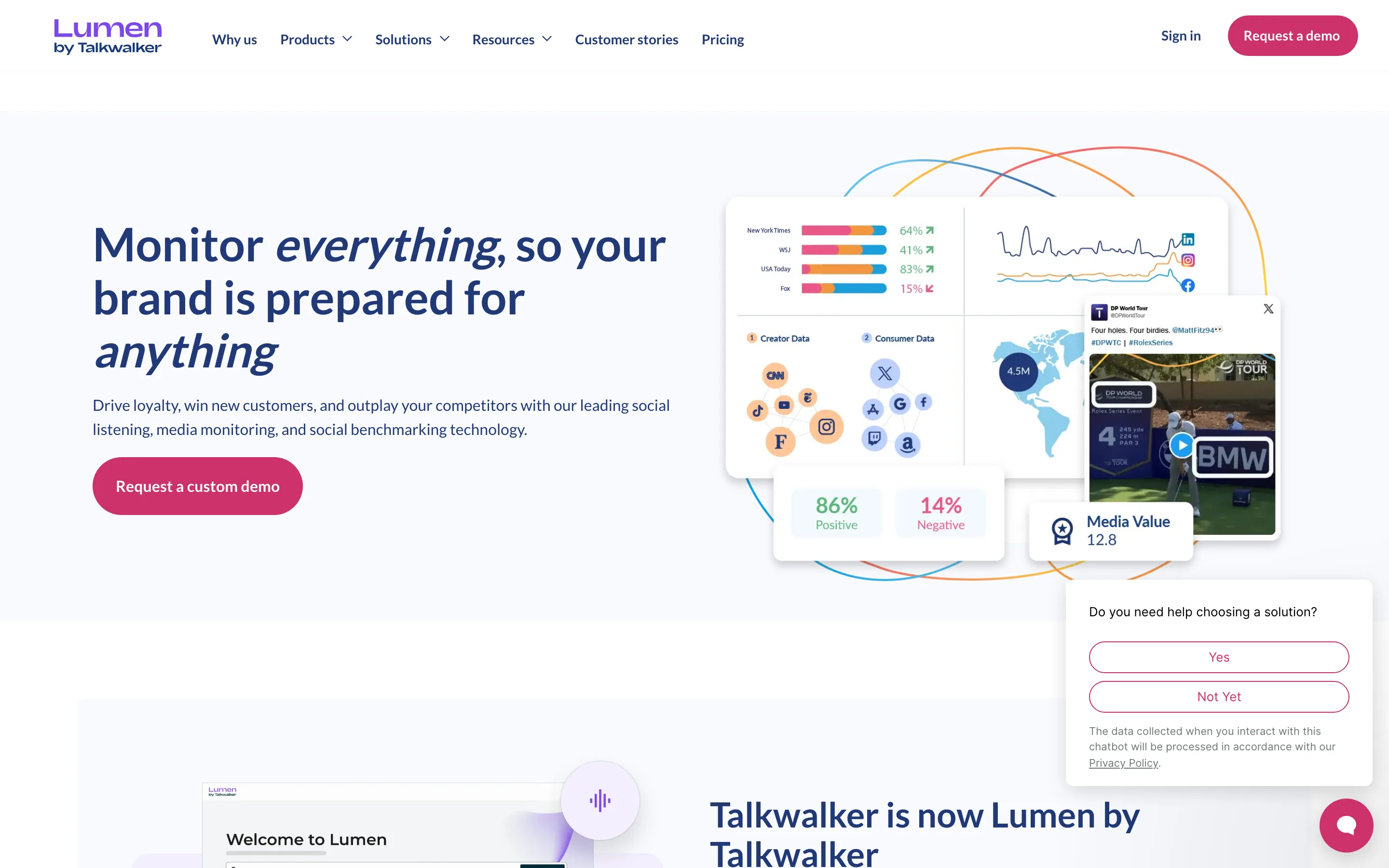 Page d'accueil de Talkwalker, plateforme de veille des mentions et d'analyse de sentiment, capture du 07/07/2026