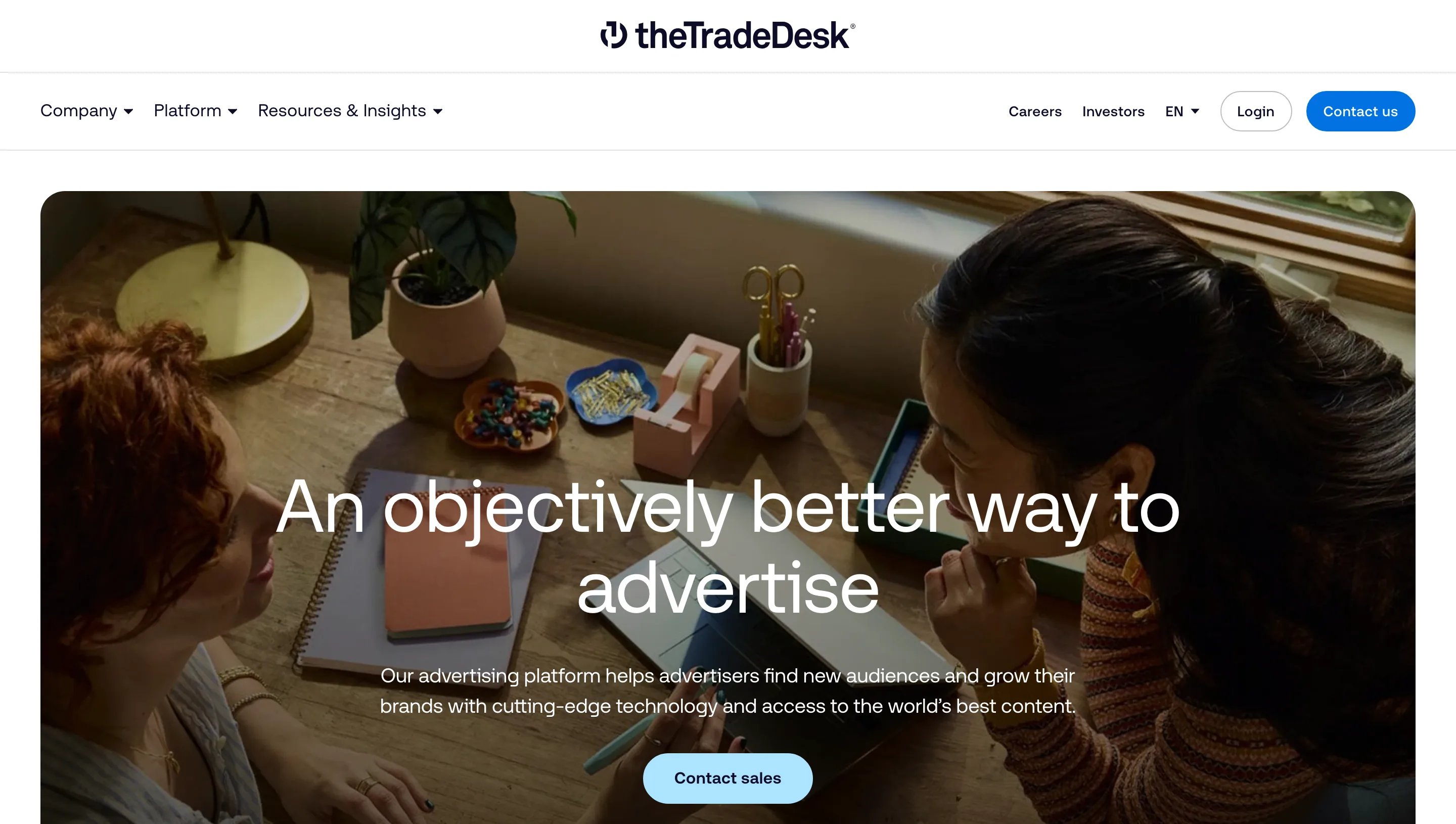 Page d'accueil de la plateforme The Trade Desk (DSP), consultée en juillet 2026