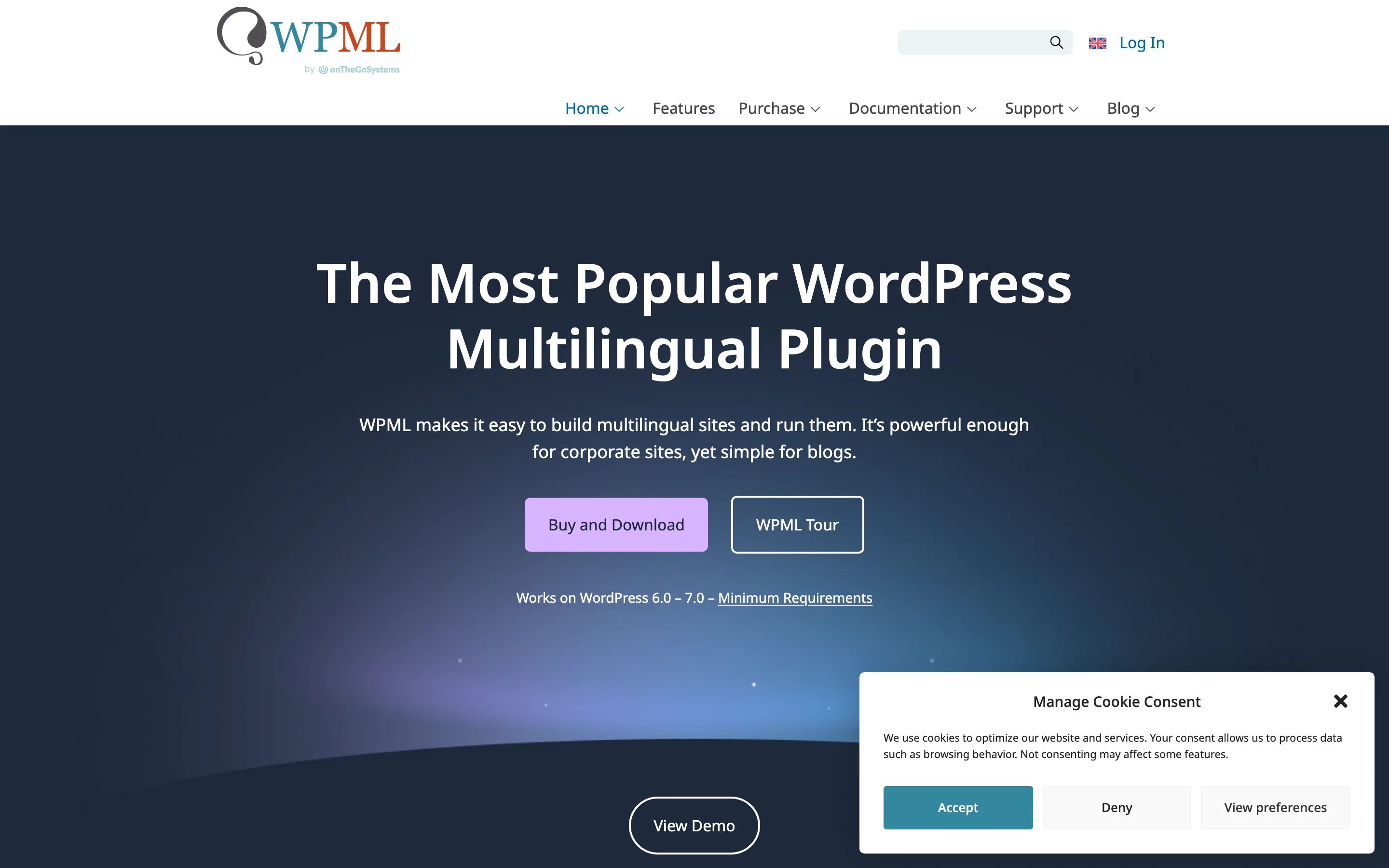Page d'accueil de l'extension WPML, plugin multilingue payant pour WordPress