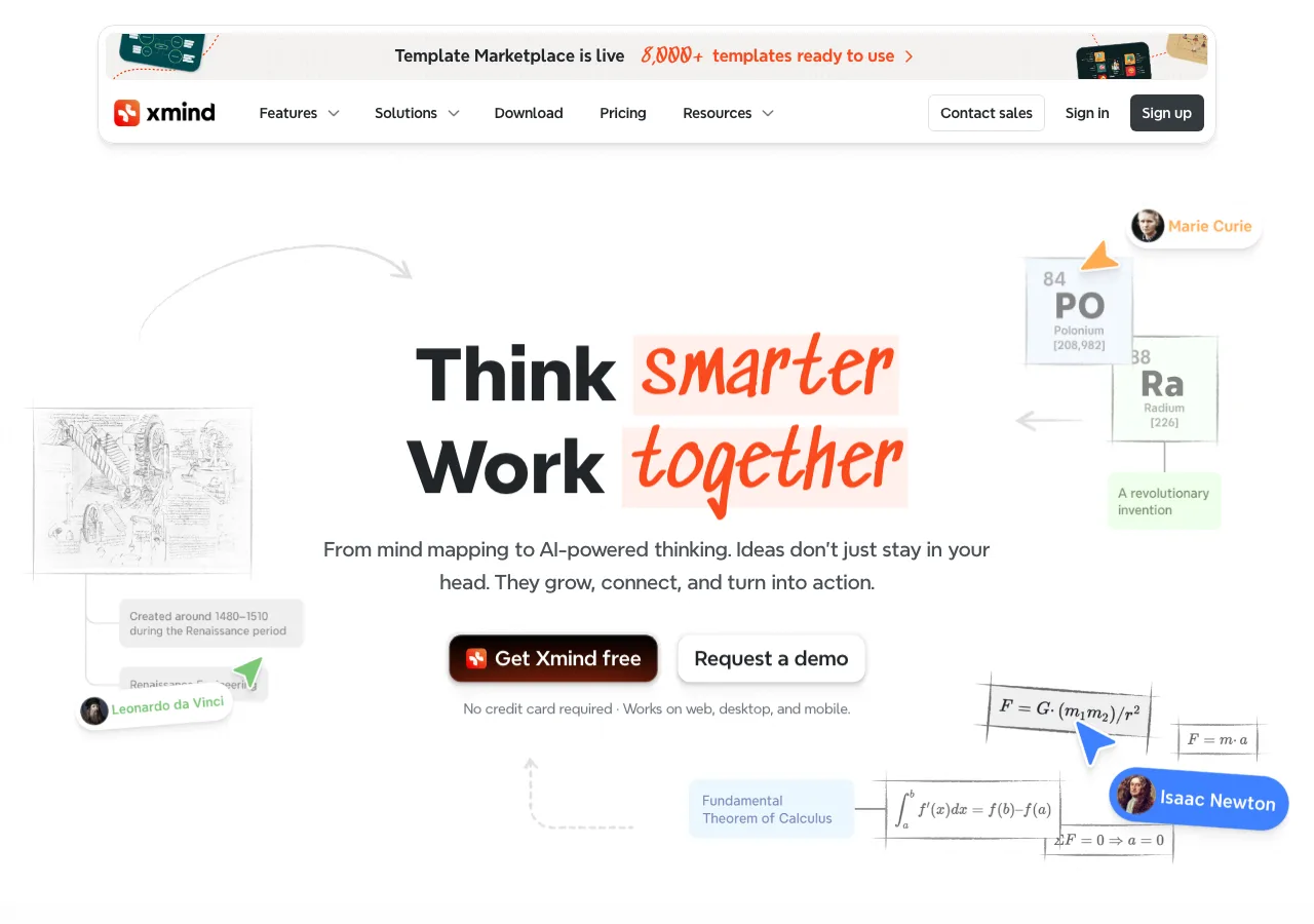Page d'accueil de Xmind, logiciel de mind mapping