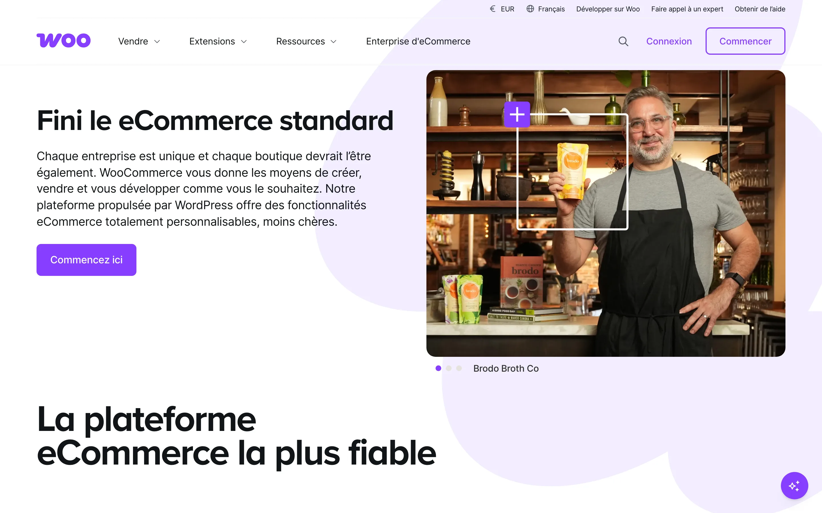 Page d'accueil de WooCommerce