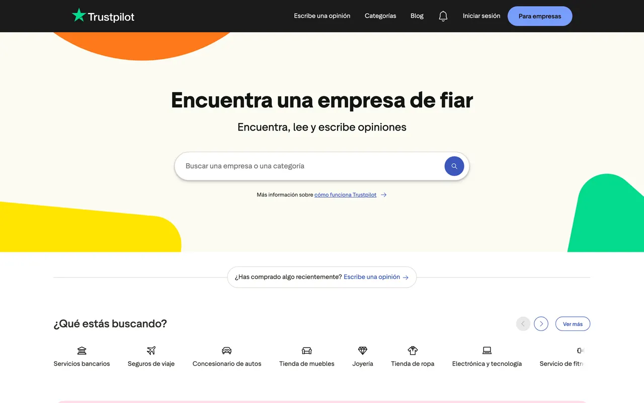 Trustpilot España, plataforma de reseñas de clientes (julio de 2026)