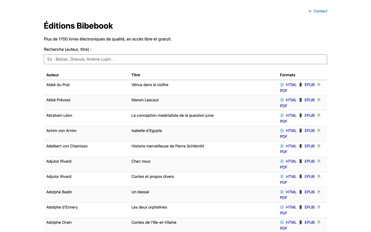 Éditions Bibebook, 1 700 ebooks gratuits sous licence libre