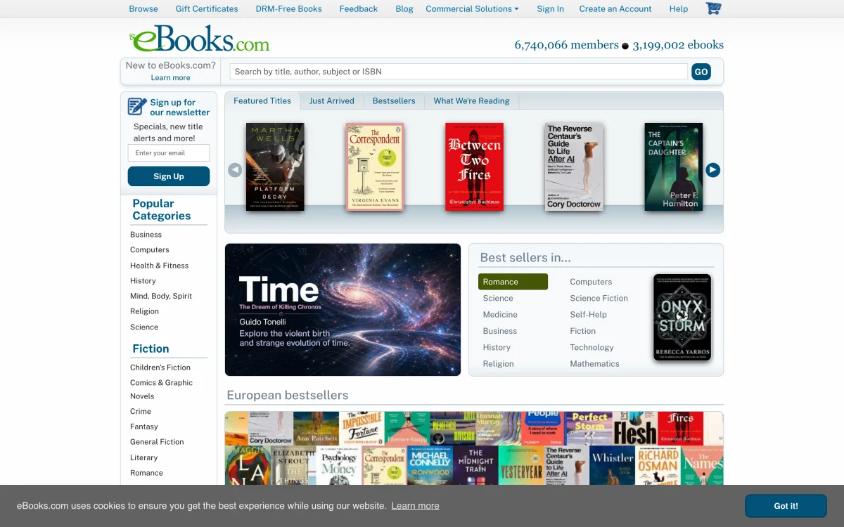 Ebooks.com, plus de 3 millions d'ebooks anglophones