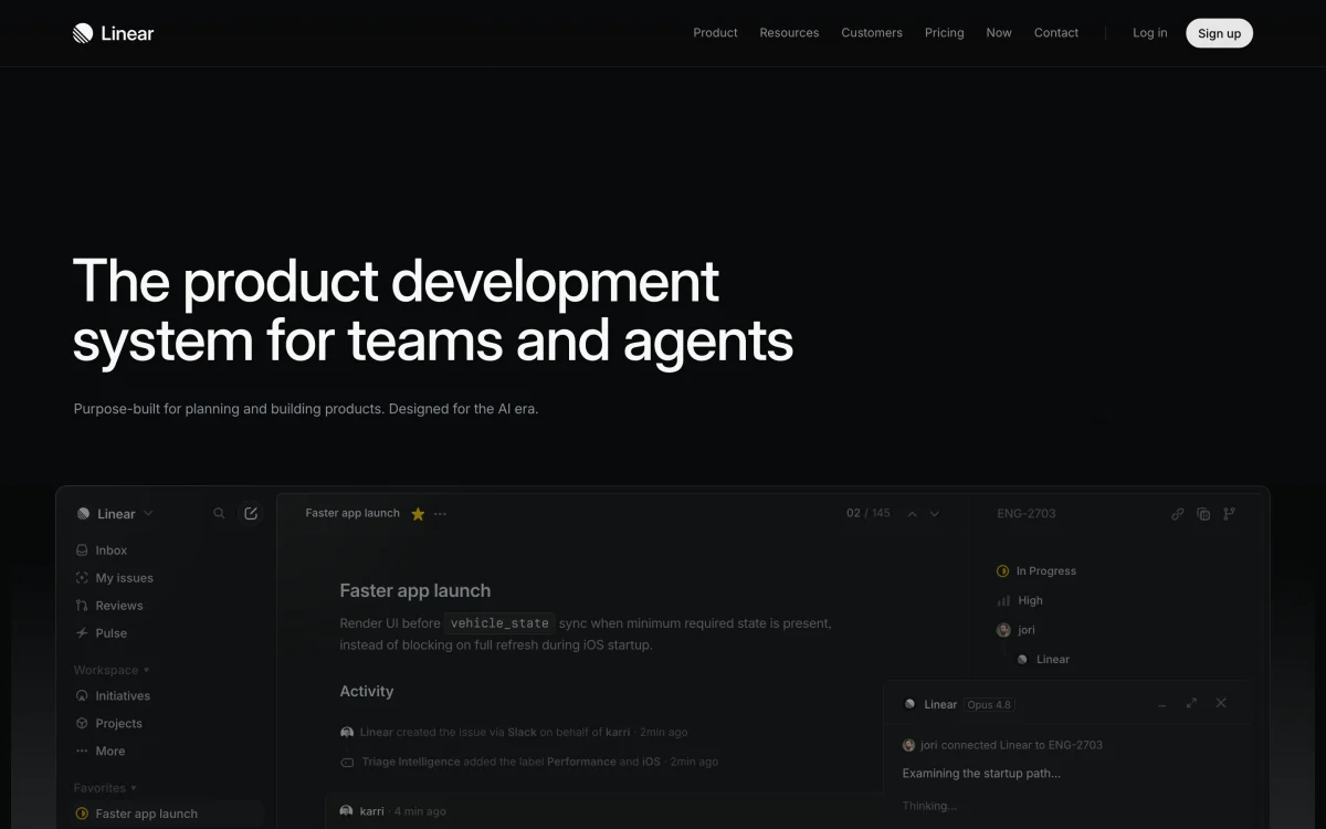 Interface de Linear, référence de clarté et de rapidité dans le logiciel B2B