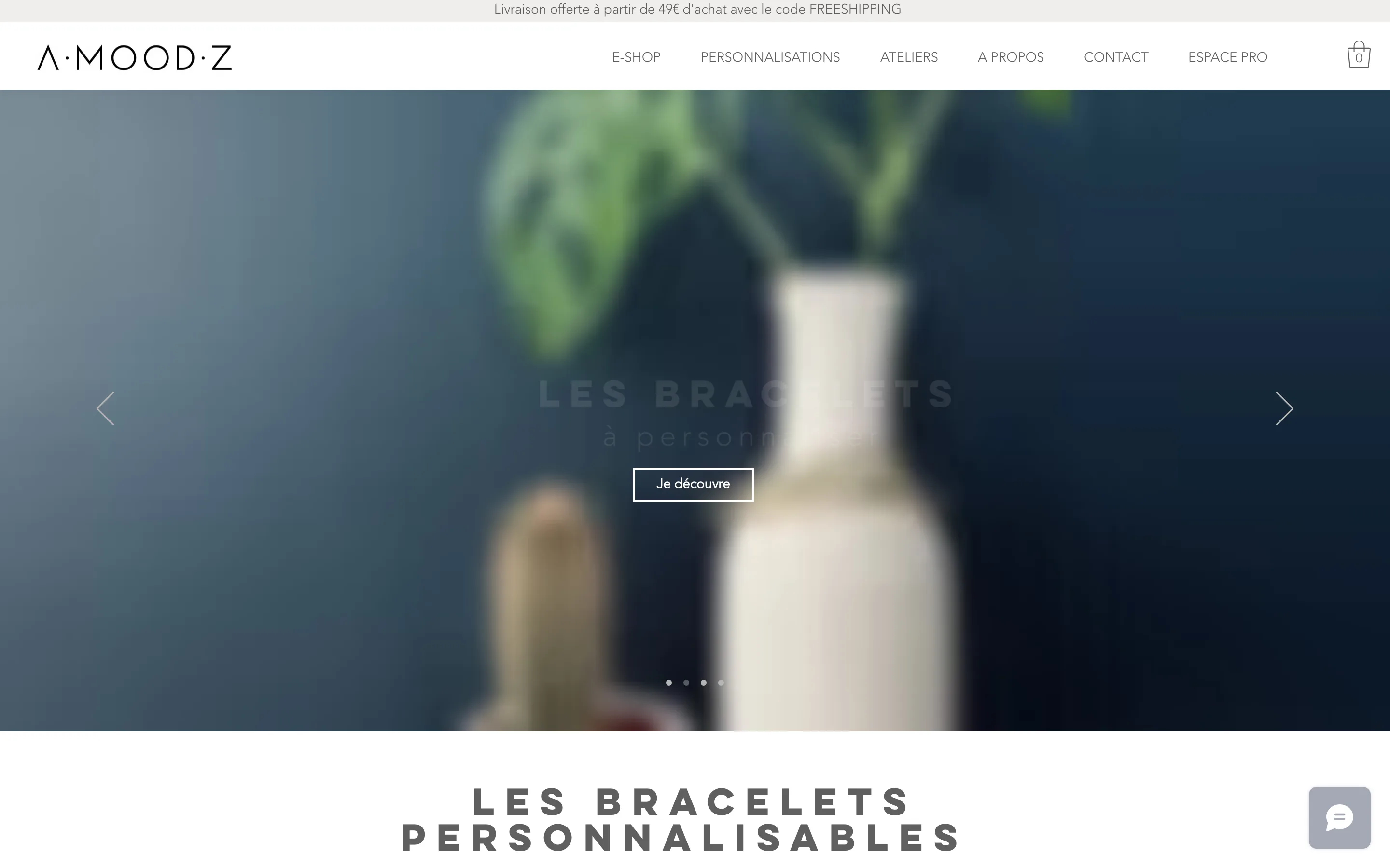 Boutique en ligne de bijoux A.MOOD.Z réalisée avec Wix.