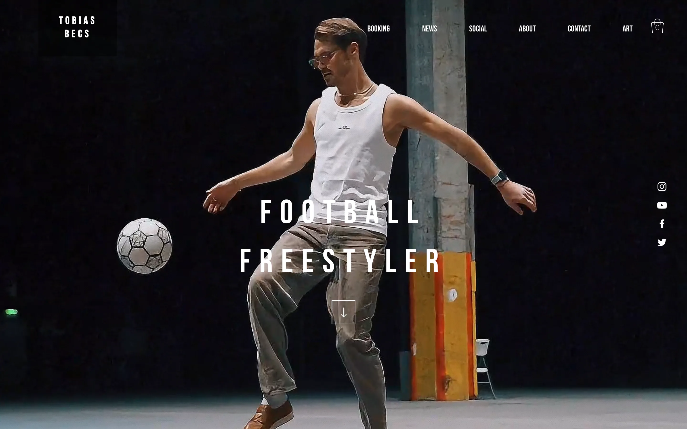 Site de Tobias Becs, freestyler de football, réalisé avec Wix.