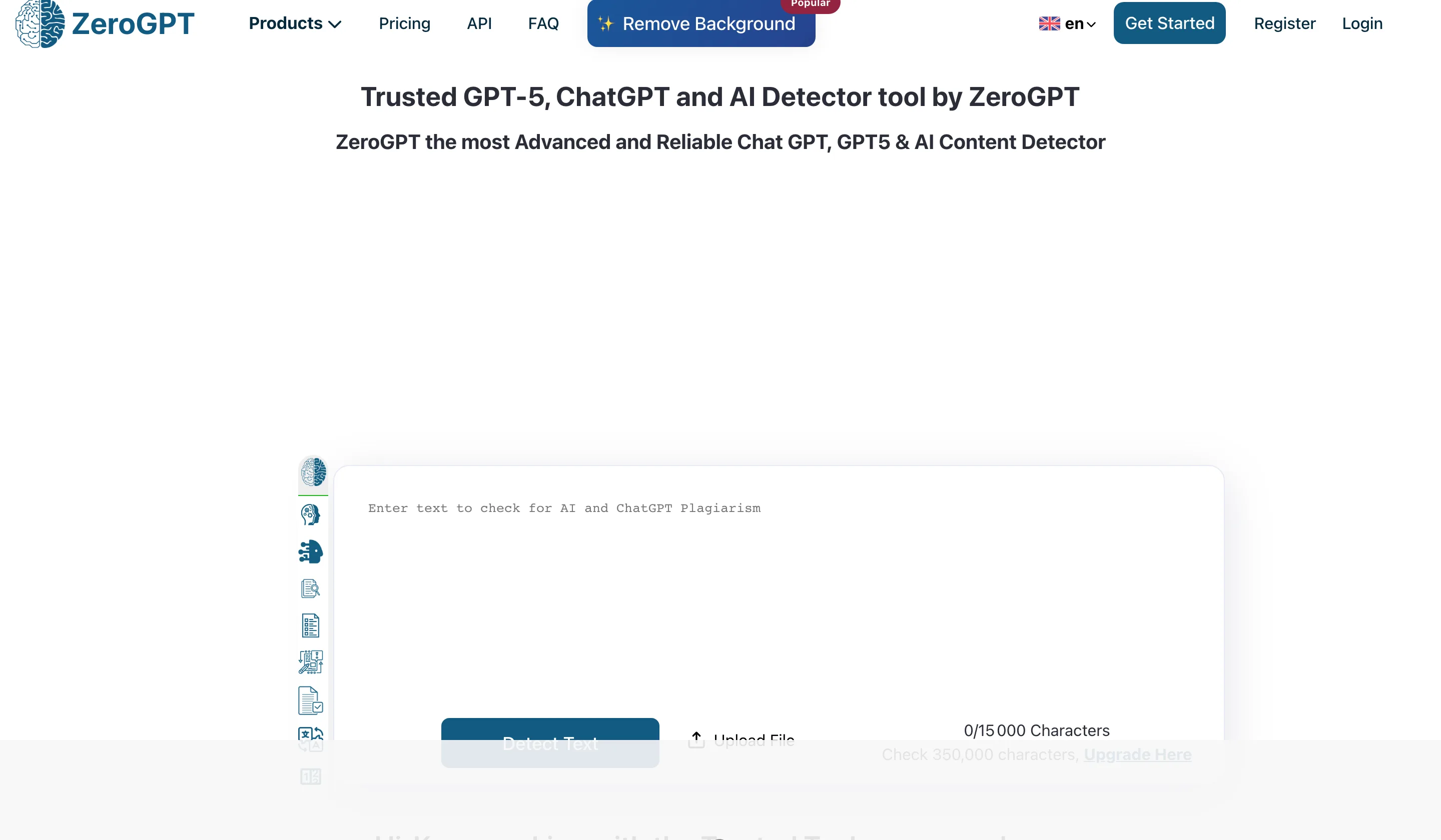 Interface du détecteur d'IA ZeroGPT, avec sa zone d'analyse de texte, capturée le 6 juillet 2026