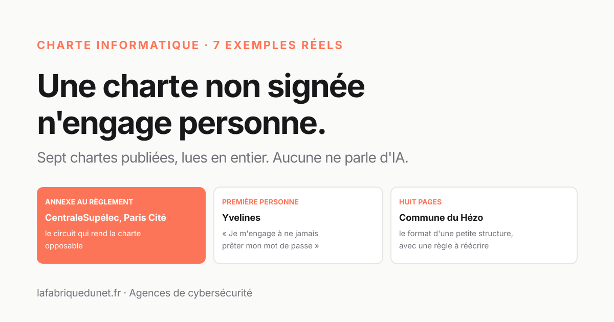 Charte informatique : 7 exemples réels décortiqués, ce que la CNIL exige, et une trame