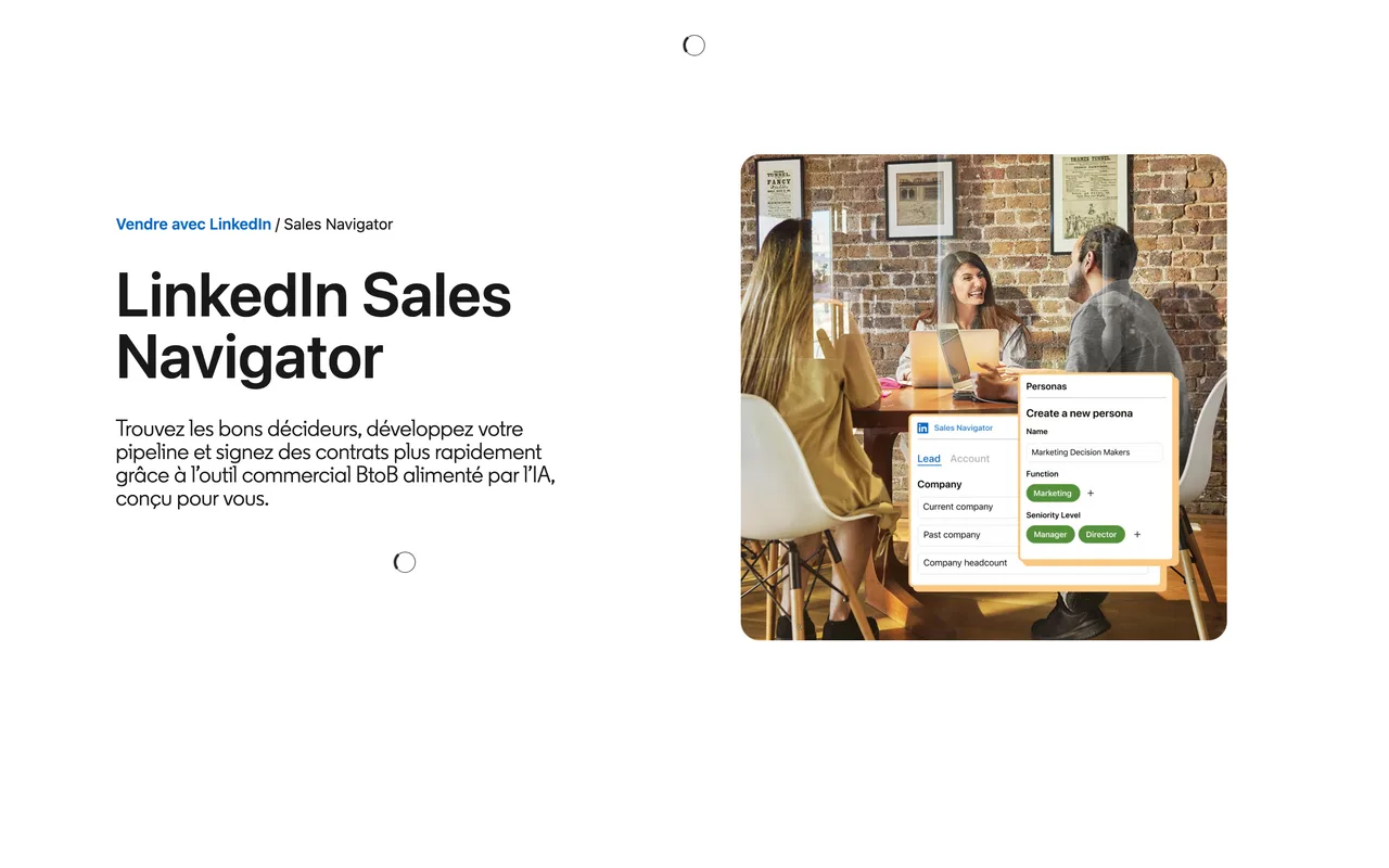 Capture de la page LinkedIn Sales Navigator le 19 octobre 2026, outil commercial de LinkedIn pour trouver les bons décideurs