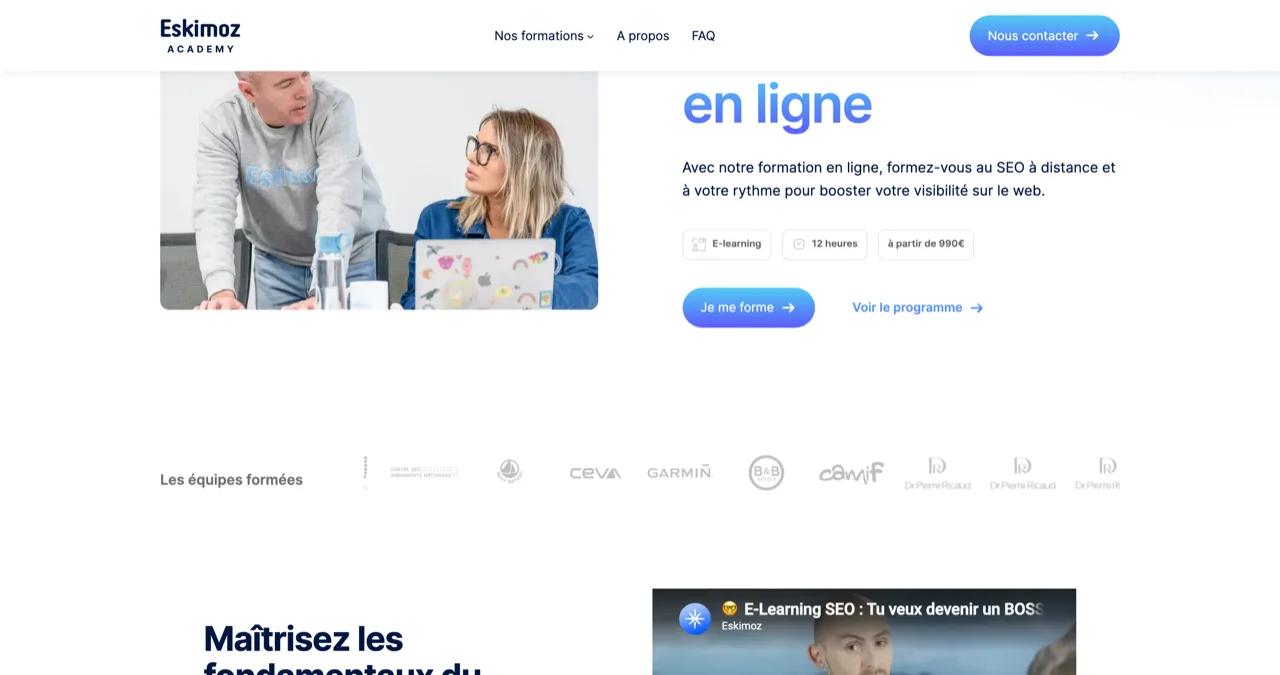 E-learning SEO Eskimoz Academy : 12 heures, à partir de 990 euros