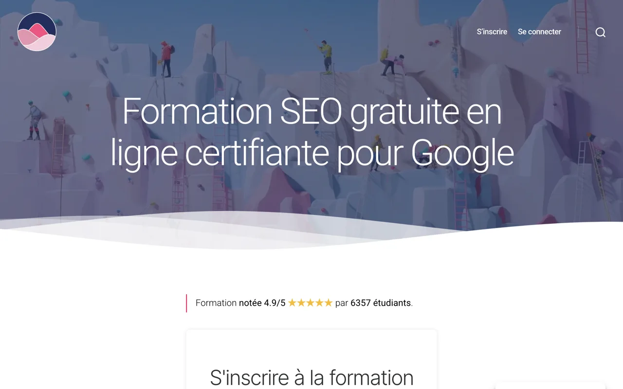 Page de la formation SEO gratuite de Référencime