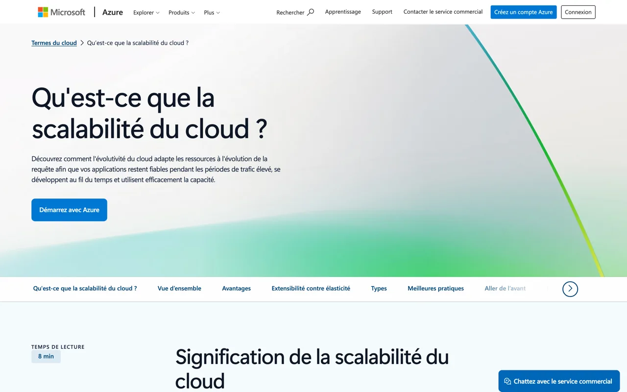Page Microsoft Azure Qu'est-ce que la scalabilité du cloud