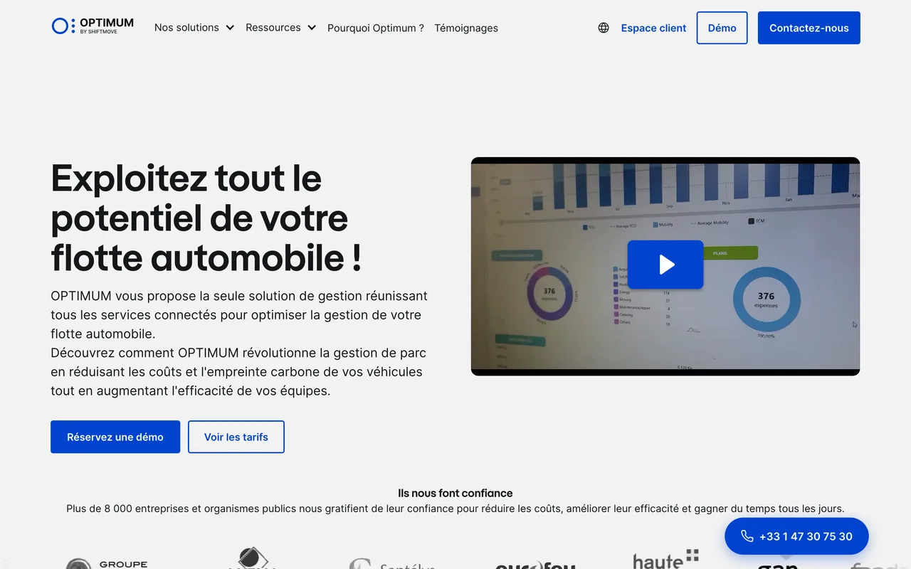 Page d'accueil d'Optimum Automotive, capture du 19/10/2026