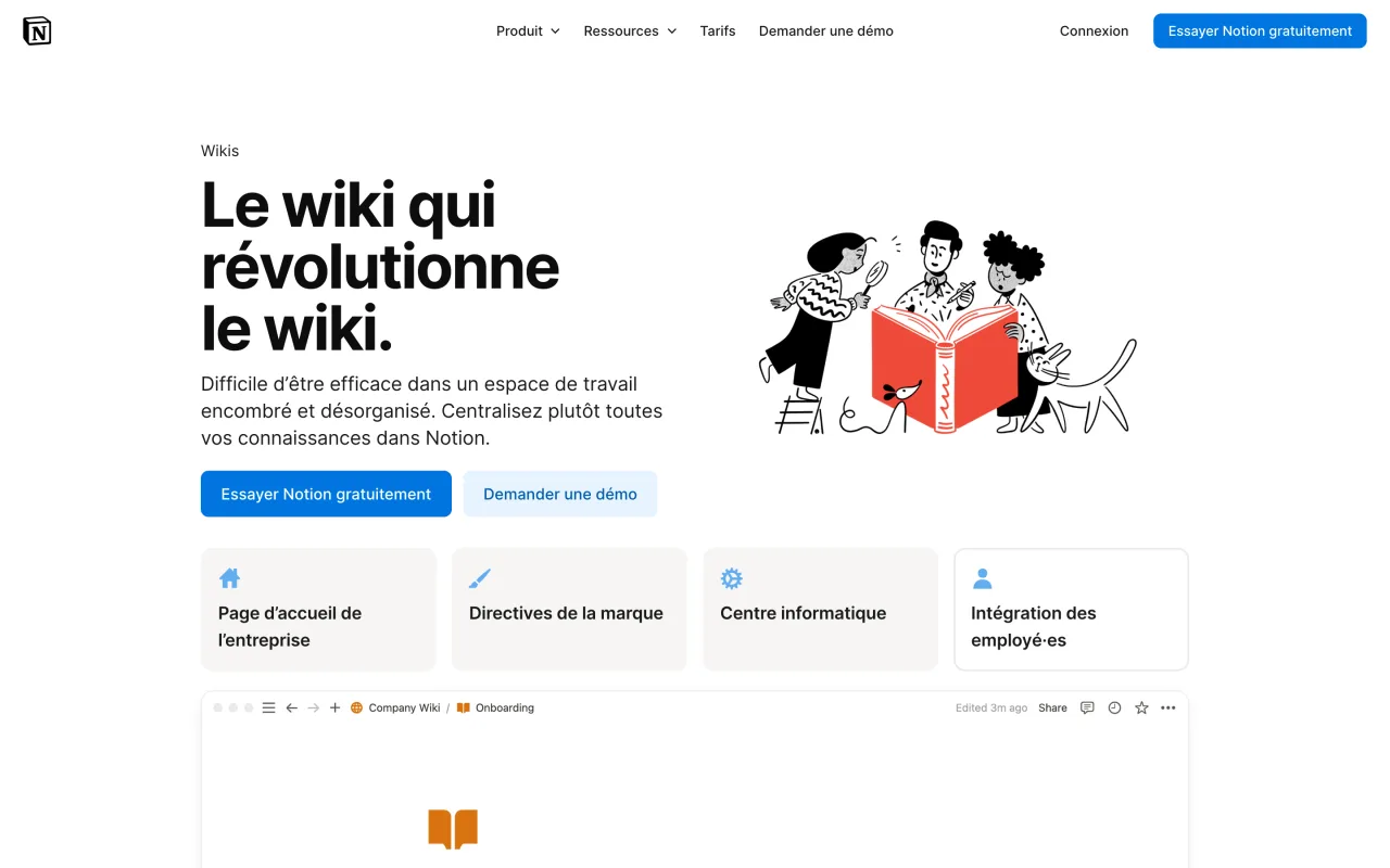 Page Wikis de Notion pour centraliser les connaissances de l’entreprise, capture du 19/10/2026