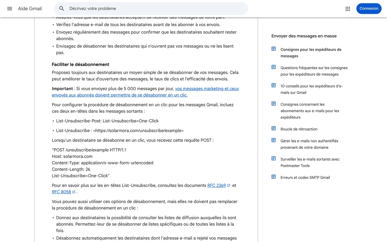 Consignes Google pour les expéditeurs sur le désabonnement en un clic et les en-têtes List-Unsubscribe