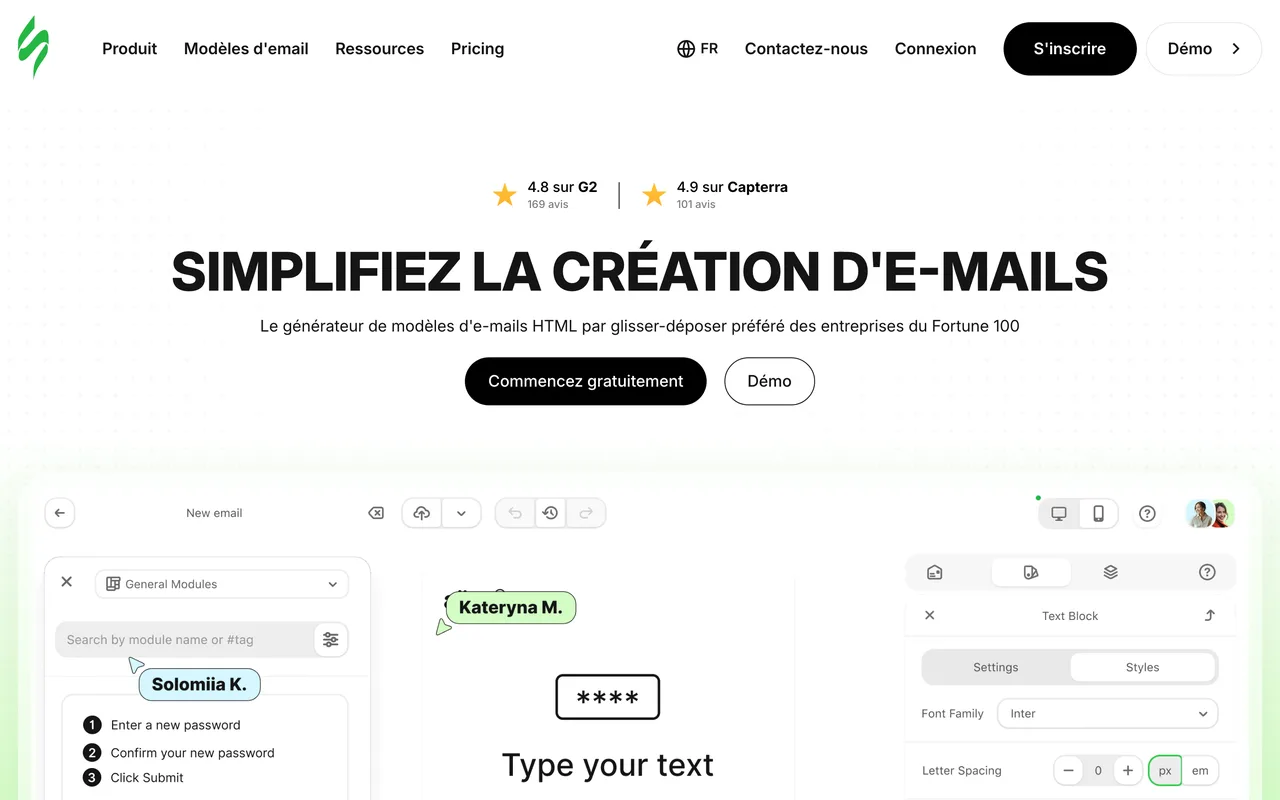 Page d'accueil de l'éditeur d'emails Stripo, consultée le 19 octobre 2026