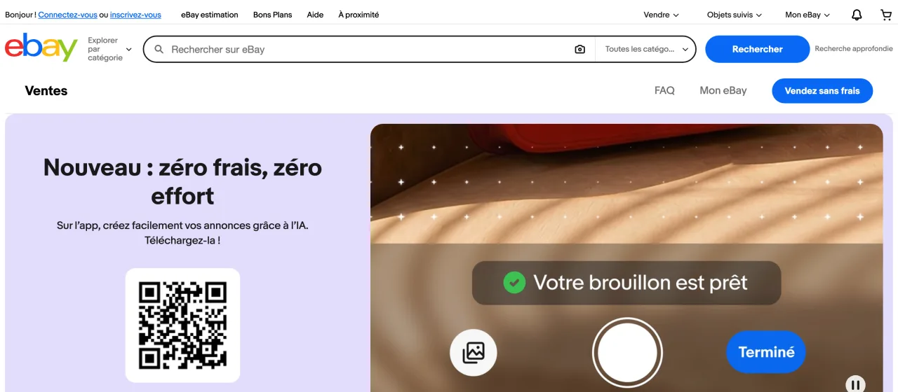 Page Vendre sur eBay.fr, capturée le 19 octobre 2026