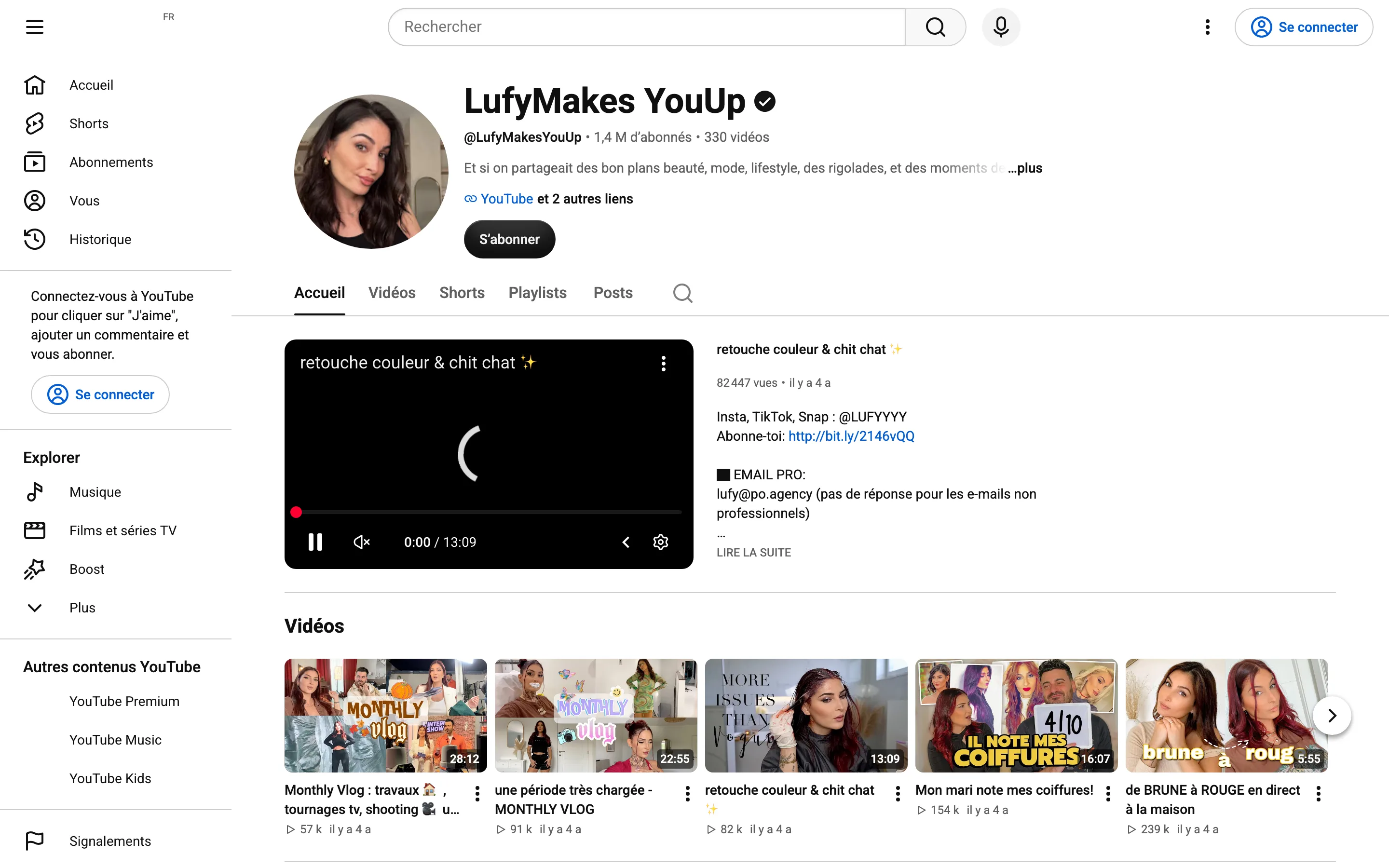 Chaîne YouTube LufyMakes YouUp, 1,4 million d'abonnés le 19 octobre 2026
