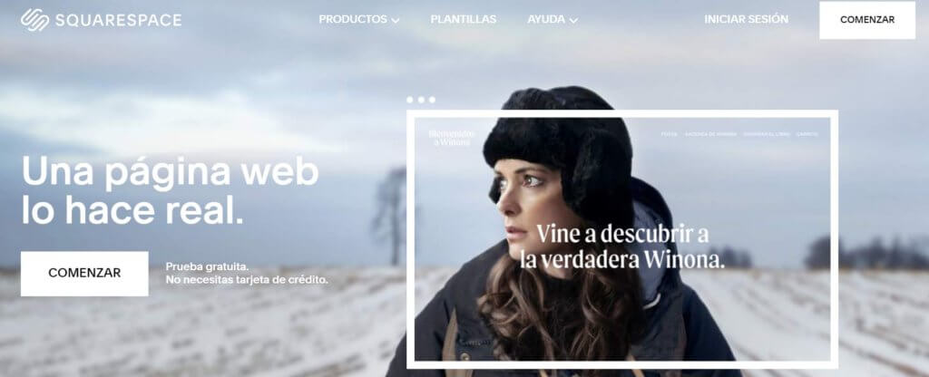 Ejemplo de imagen hero con colores llamativos en Squarespace