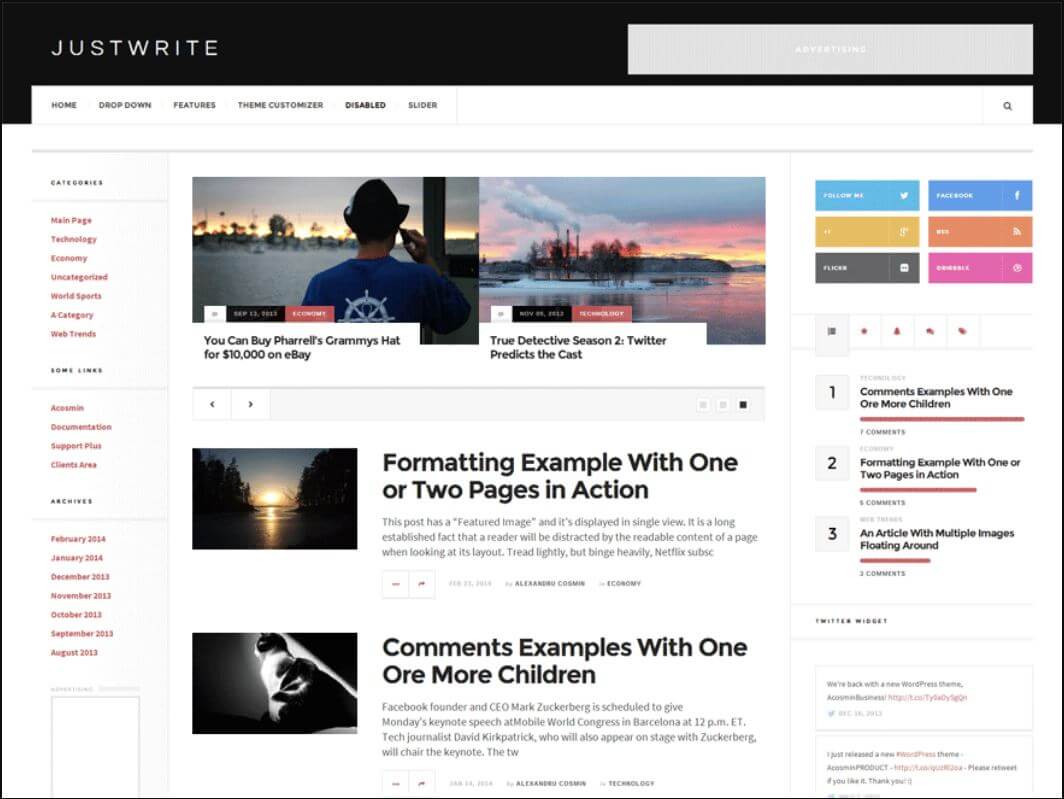 Tema de wordpress gratis JustWrite - La Fabrique du Net