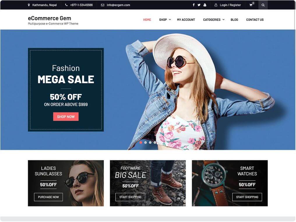 Tema de WordPress gratuito - Ecommerce Gem - La Fabrique du Net