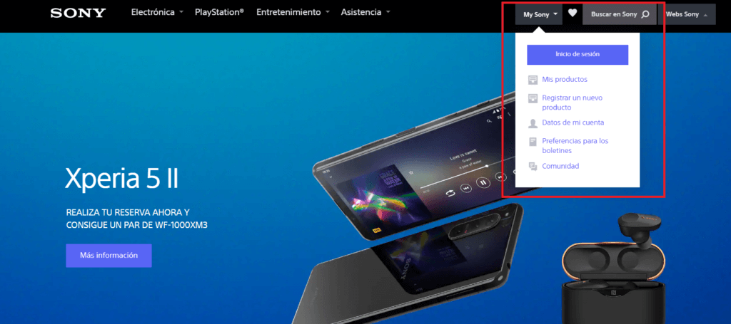 Sony elementos de ecommerce