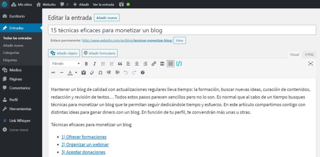 Diferencia entre blog y sitio web editor WordPress de La Fabrique du Net