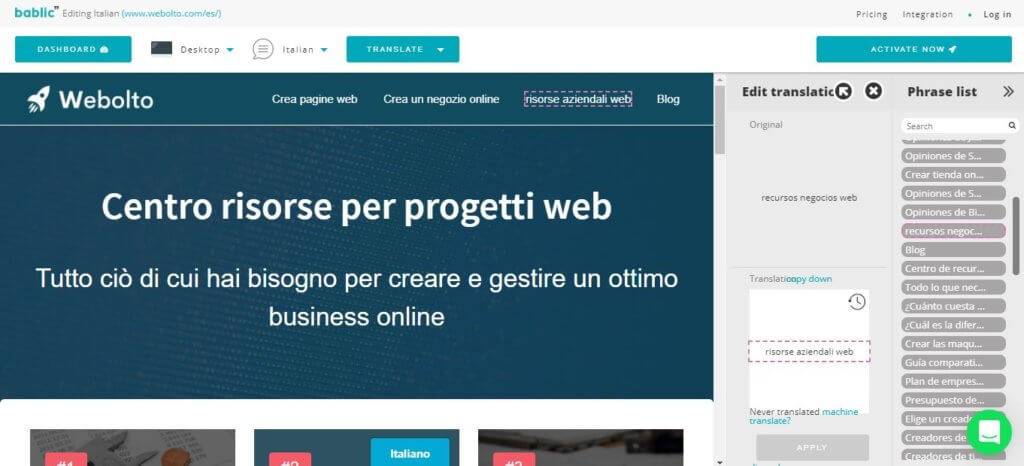Bablic para traducir páginas web